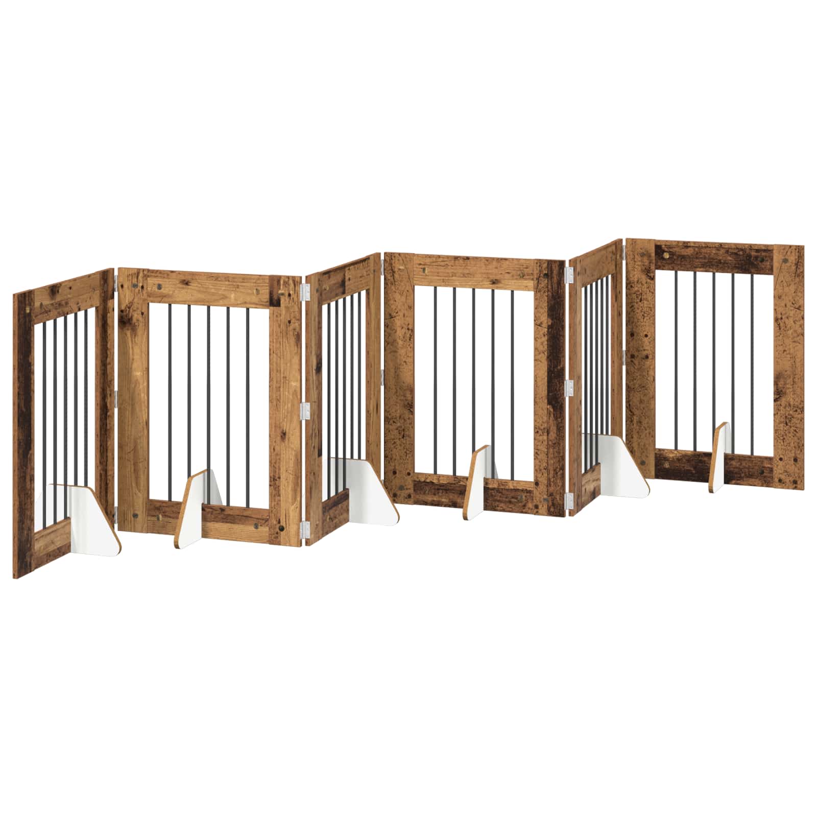 Hondenhekje met standaards 6 pcs Oud hout 60 x 80 cm is nu te koop bij PeponiXL, paradijselijk wonen!