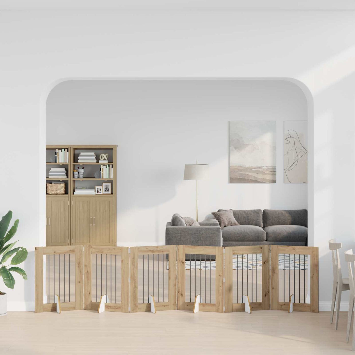 Opvouwbaar hondenhek met standaards 6 pcs Artisanaal eiken is nu te koop bij PeponiXL, paradijselijk wonen!
