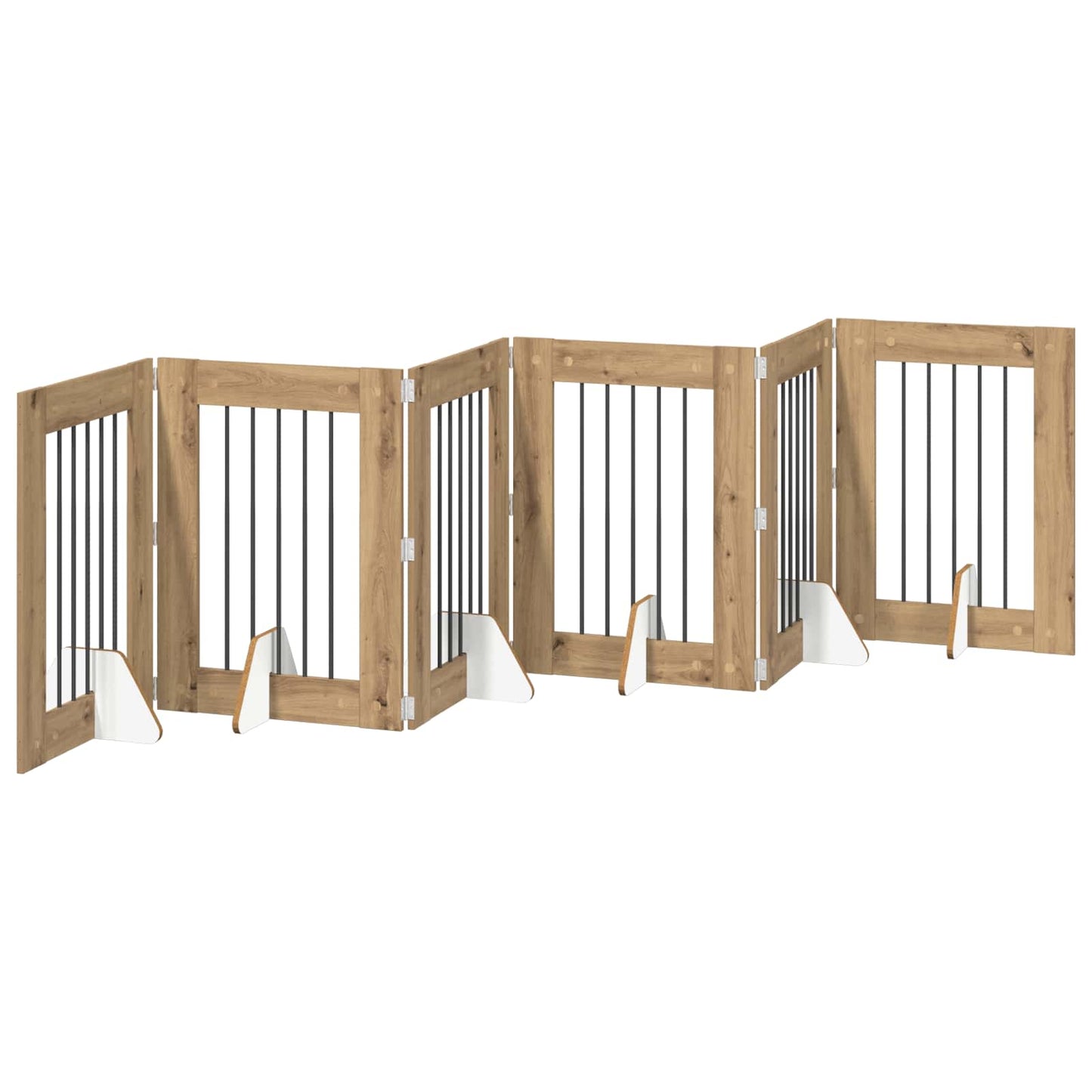 Opvouwbaar hondenhek met standaards 6 pcs Artisanaal eiken is nu te koop bij PeponiXL, paradijselijk wonen!