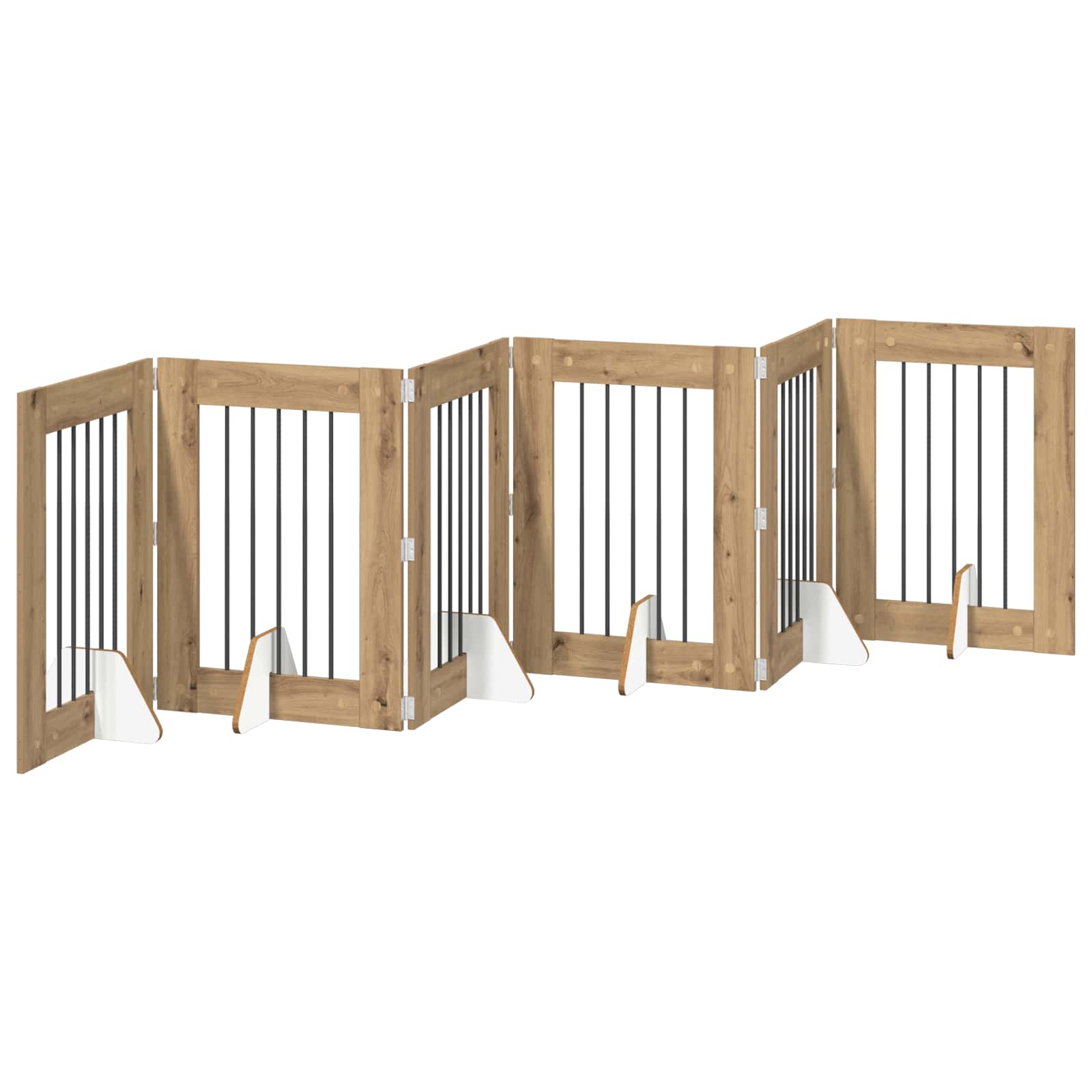 Opvouwbaar hondenhek met standaards 6 pcs Artisanaal eiken is nu te koop bij PeponiXL, paradijselijk wonen!