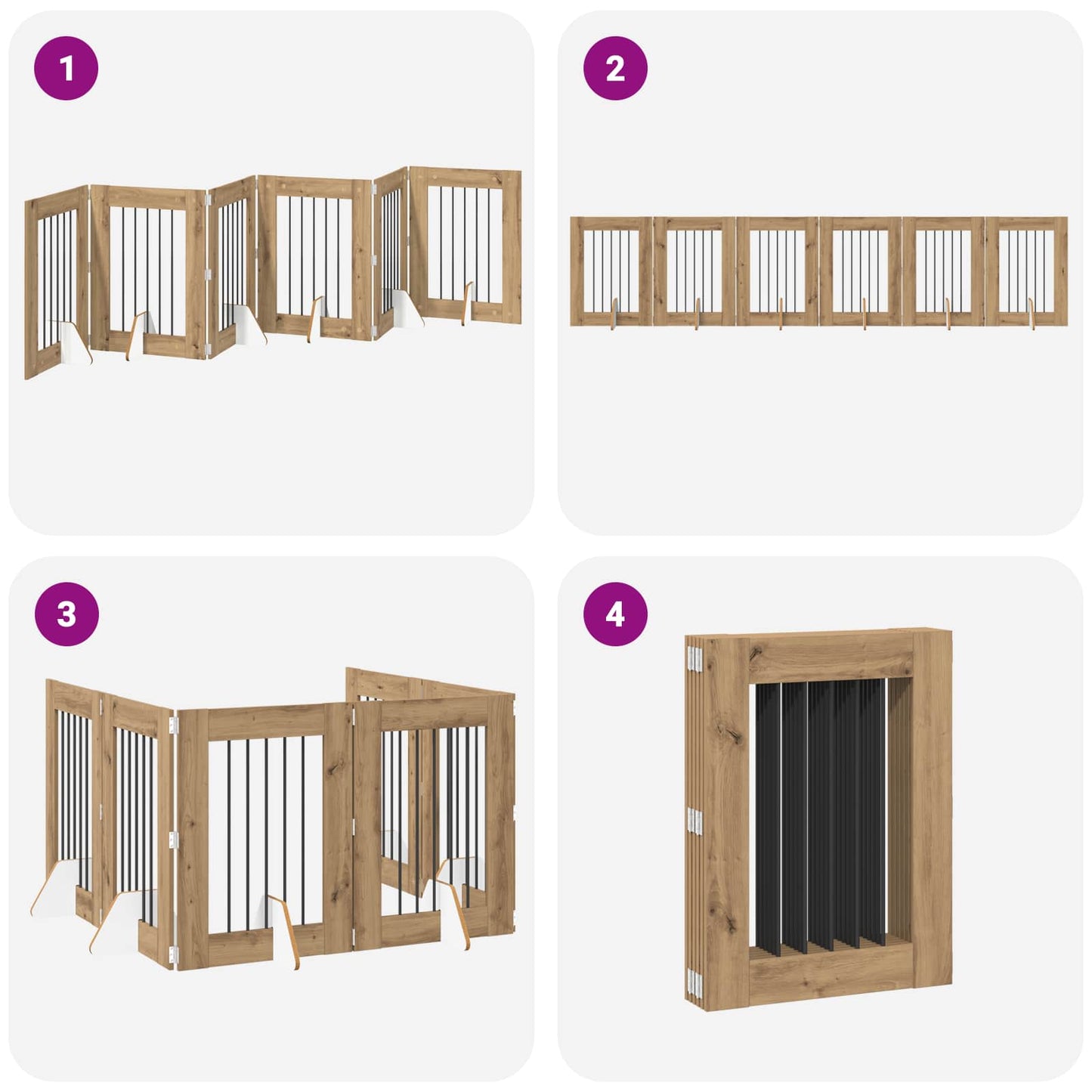 Opvouwbaar hondenhek met standaards 6 pcs Artisanaal eiken is nu te koop bij PeponiXL, paradijselijk wonen!