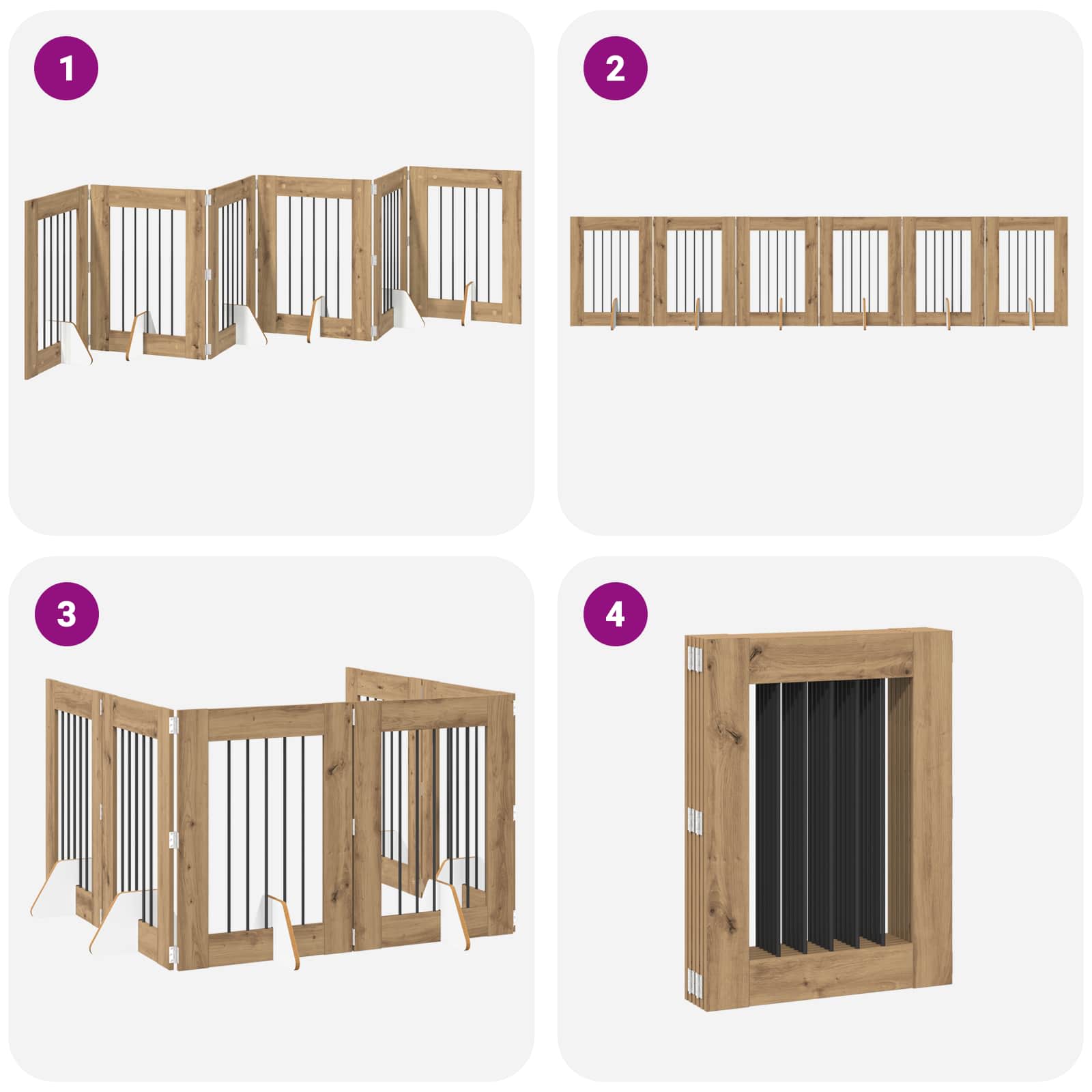Opvouwbaar hondenhek met standaards 6 pcs Artisanaal eiken is nu te koop bij PeponiXL, paradijselijk wonen!