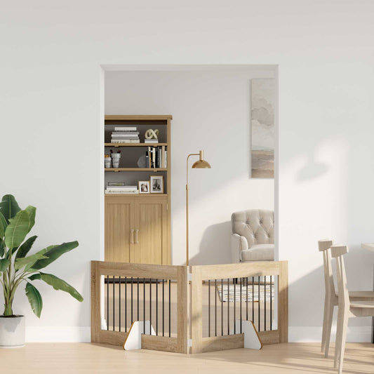 Opvouwbaar hondenhek met standaards 2 pcs Sonoma Eiken 200,5 cm is nu te koop bij PeponiXL, paradijselijk wonen!
