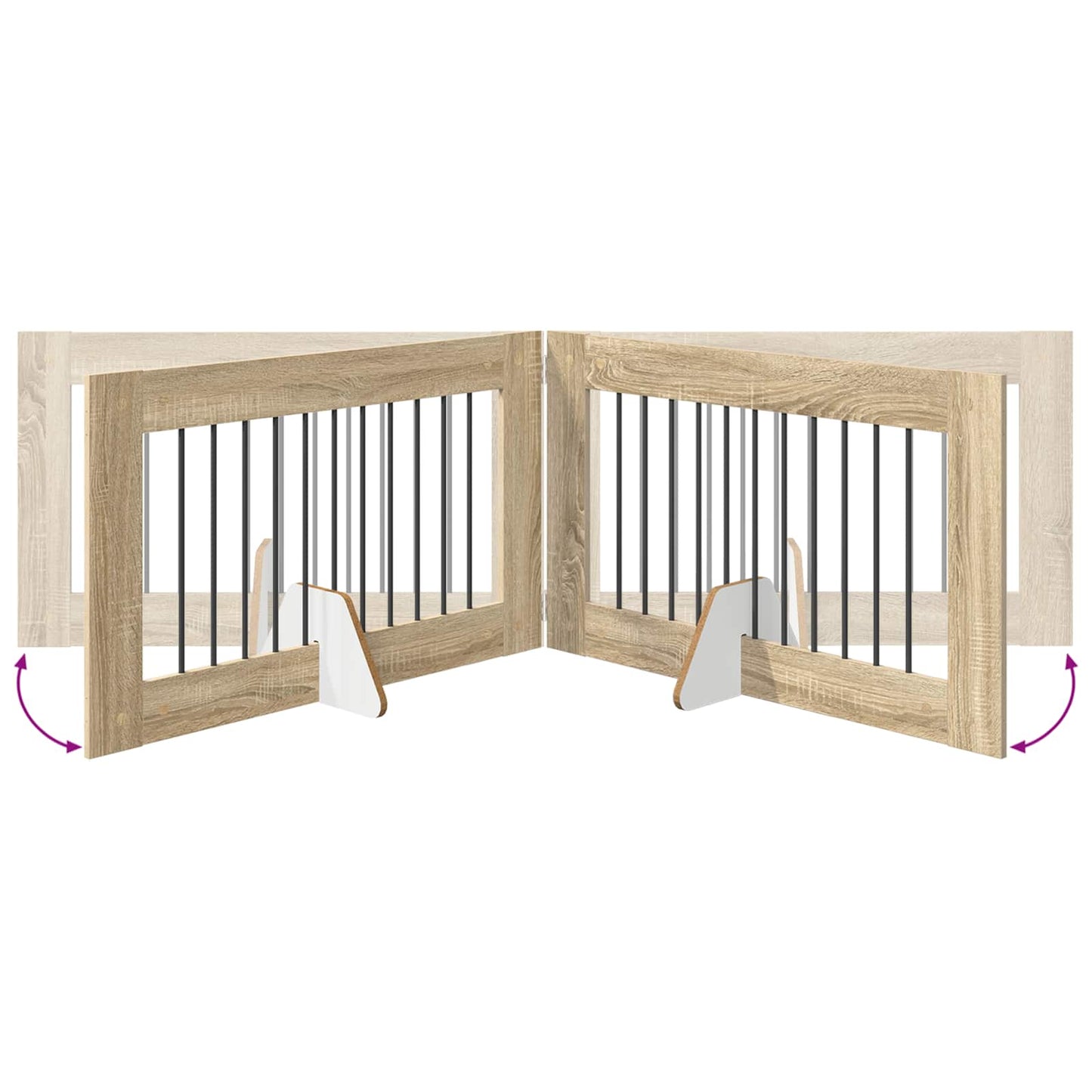 Opvouwbaar hondenhek met standaards 2 pcs Sonoma Eiken 200,5 cm is nu te koop bij PeponiXL, paradijselijk wonen!