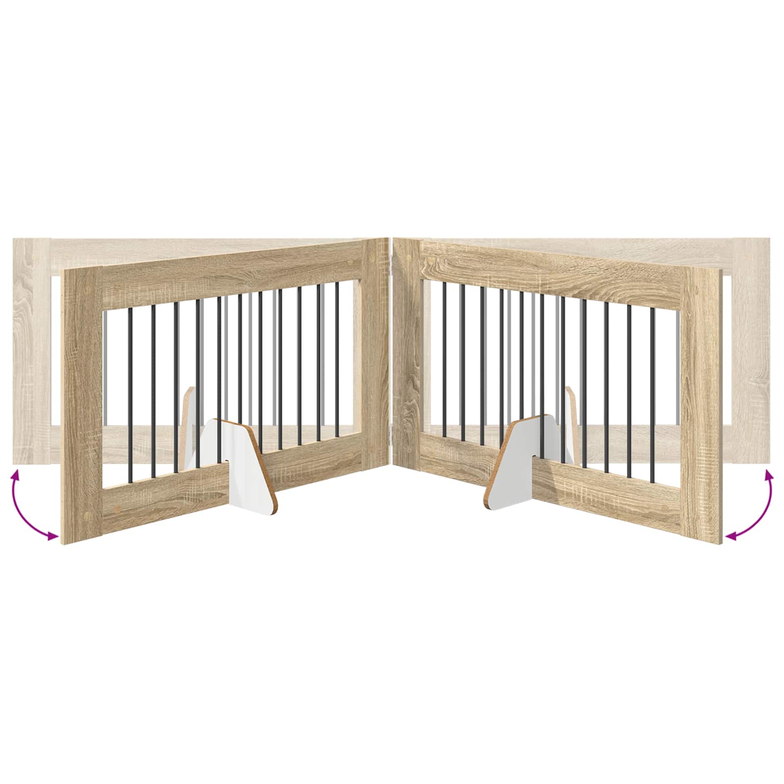 Opvouwbaar hondenhek met standaards 2 pcs Sonoma Eiken 200,5 cm is nu te koop bij PeponiXL, paradijselijk wonen!