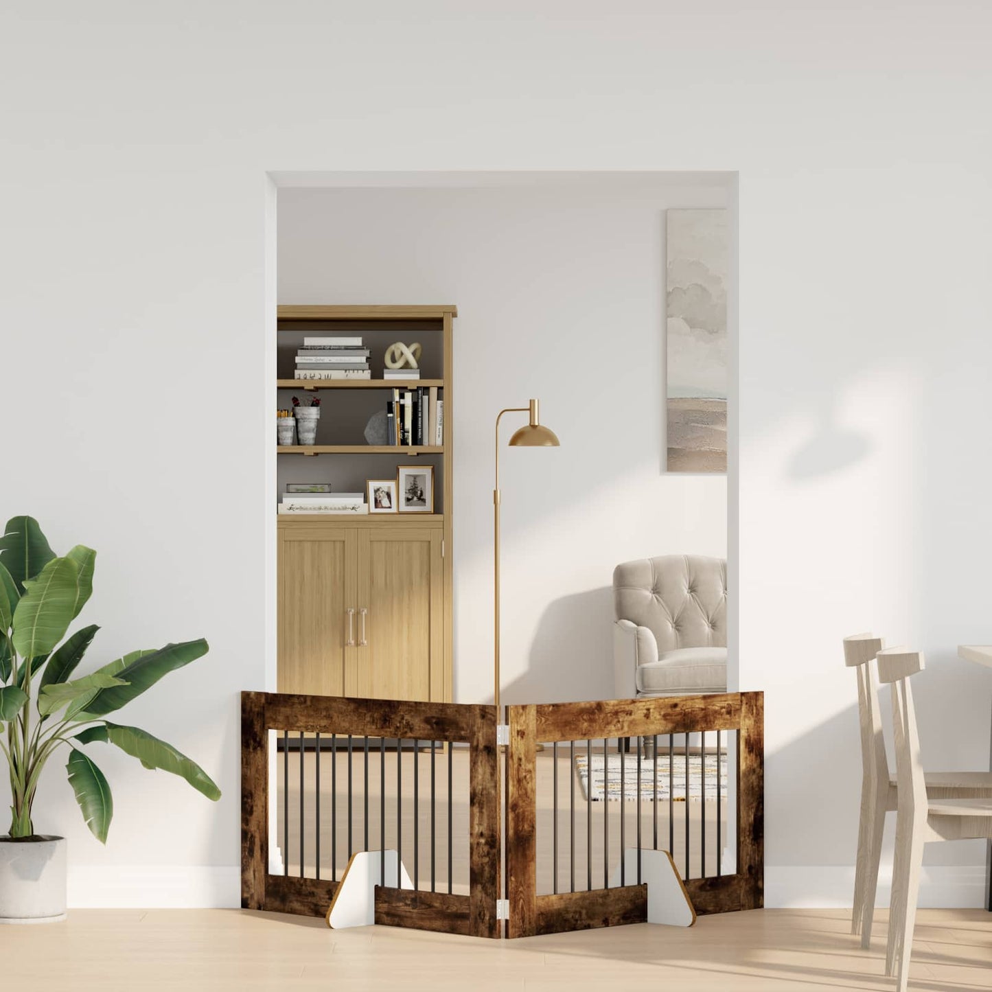Hondenhekje met standaards 2 pcs Gerookt eiken 100 x 60 cm is nu te koop bij PeponiXL, paradijselijk wonen!