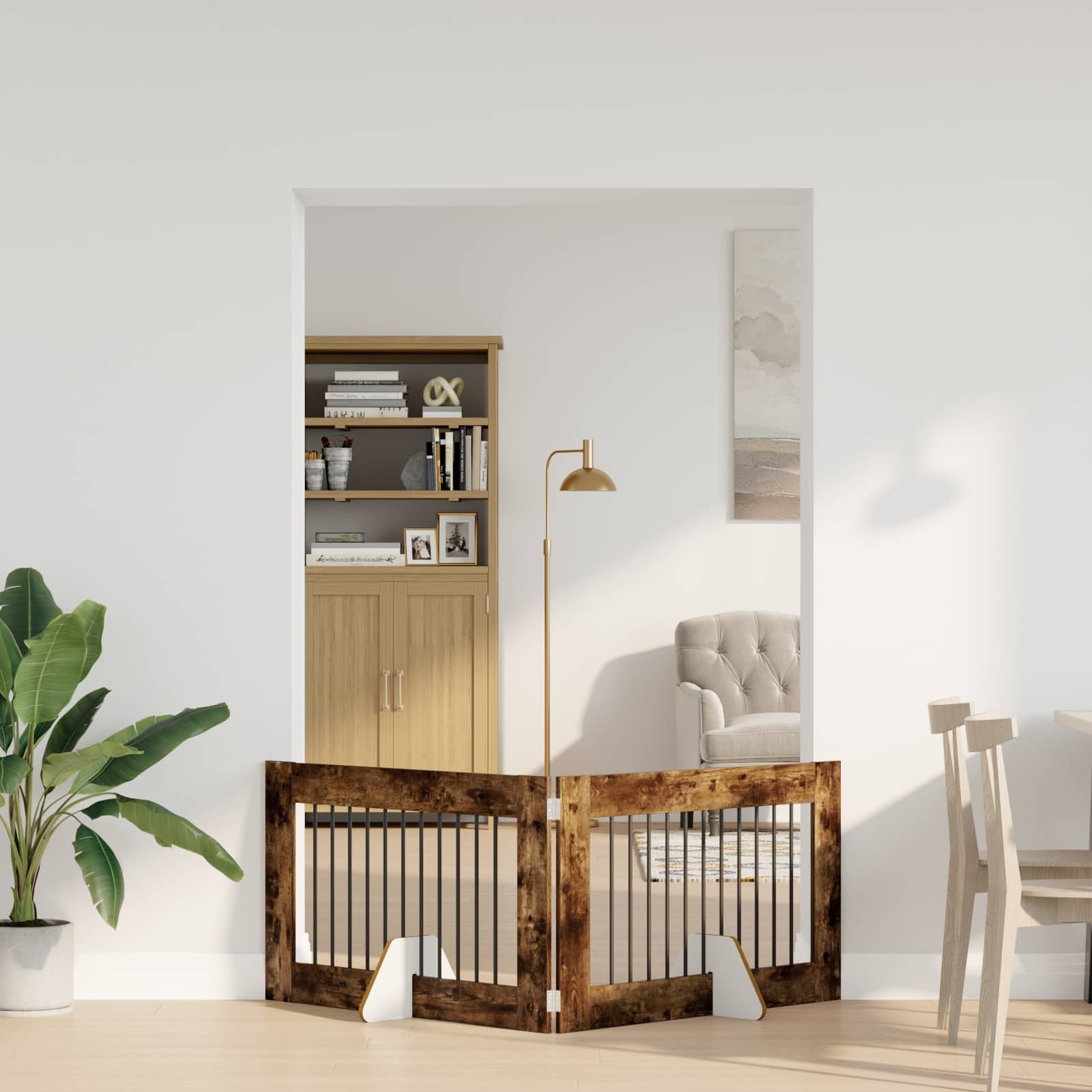 Hondenhekje met standaards 2 pcs Gerookt eiken 100 x 60 cm is nu te koop bij PeponiXL, paradijselijk wonen!
