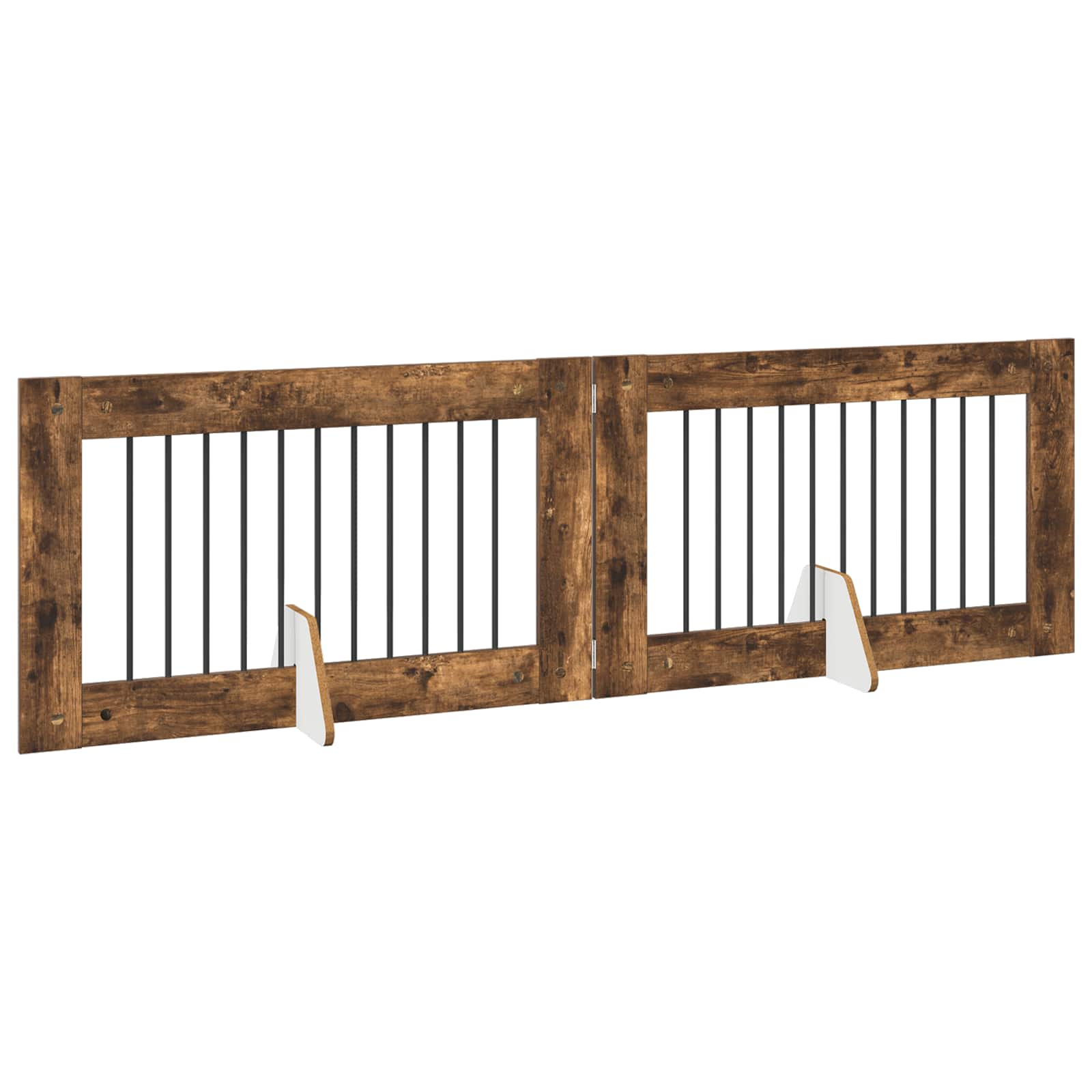 Hondenhekje met standaards 2 pcs Gerookt eiken 100 x 60 cm is nu te koop bij PeponiXL, paradijselijk wonen!