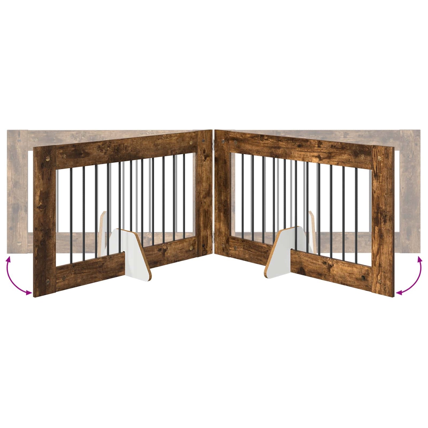 Hondenhekje met standaards 2 pcs Gerookt eiken 100 x 60 cm is nu te koop bij PeponiXL, paradijselijk wonen!