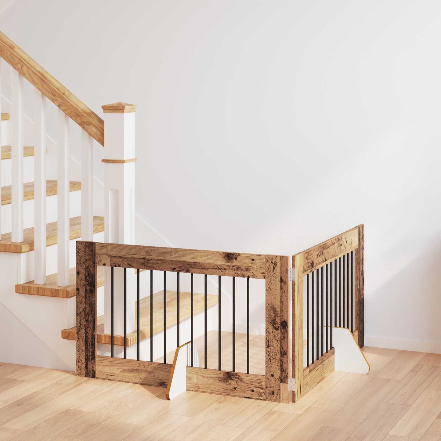 Hondenhekje met standaards 2 pcs Oud hout 100 x 60 cm is nu te koop bij PeponiXL, paradijselijk wonen!