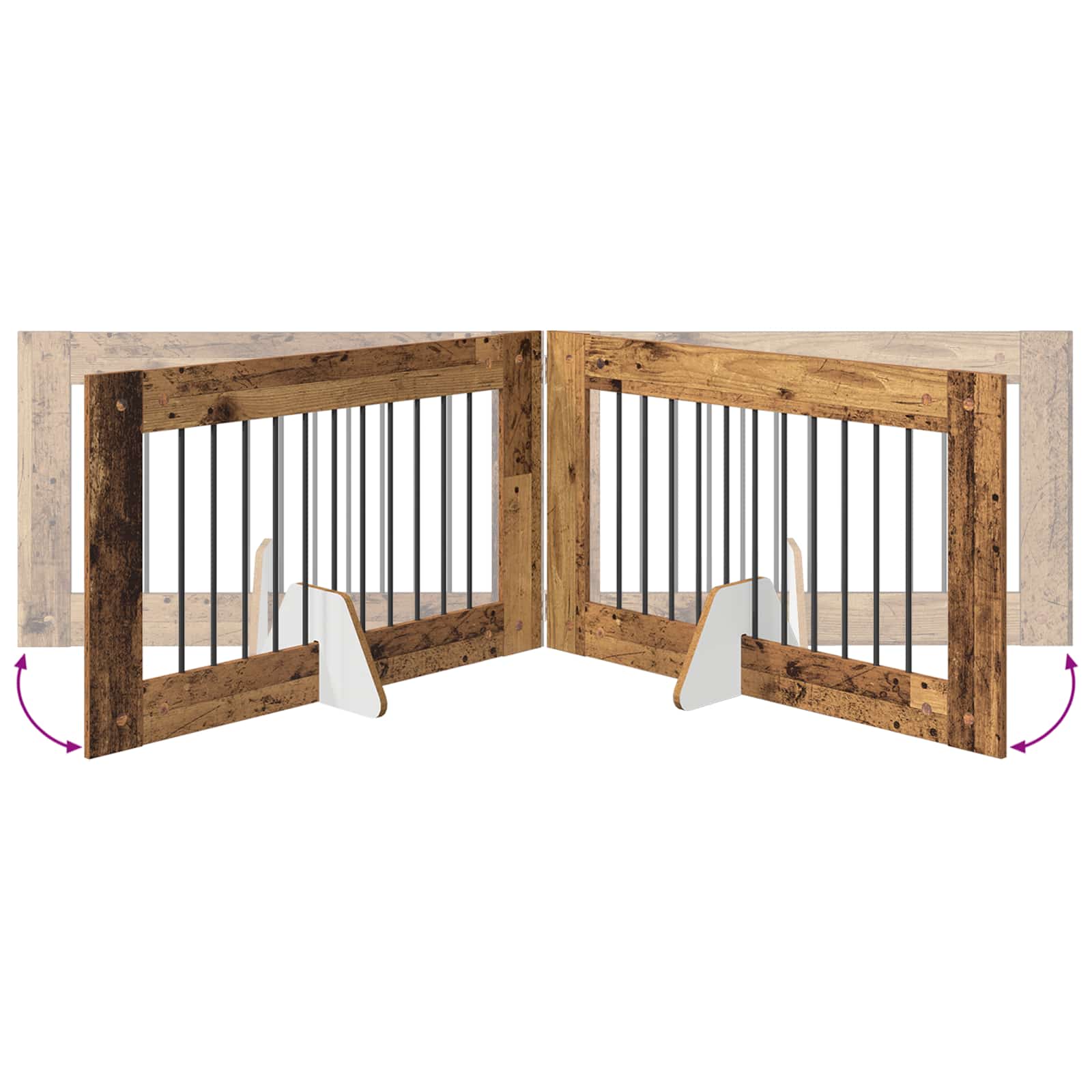 Hondenhekje met standaards 2 pcs Oud hout 100 x 60 cm is nu te koop bij PeponiXL, paradijselijk wonen!