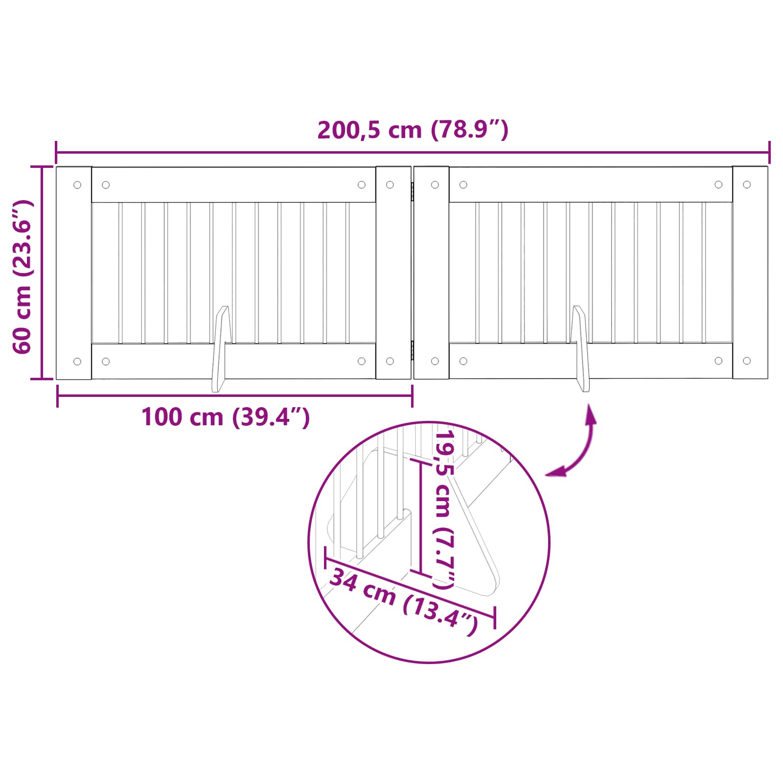 Hondenhekje met standaards 2 pcs Oud hout 100 x 60 cm is nu te koop bij PeponiXL, paradijselijk wonen!