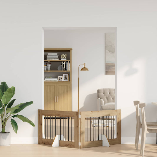 Opvouwbaar hondenhek met standaards 2 pcs Artisanaal eiken is nu te koop bij PeponiXL, paradijselijk wonen!