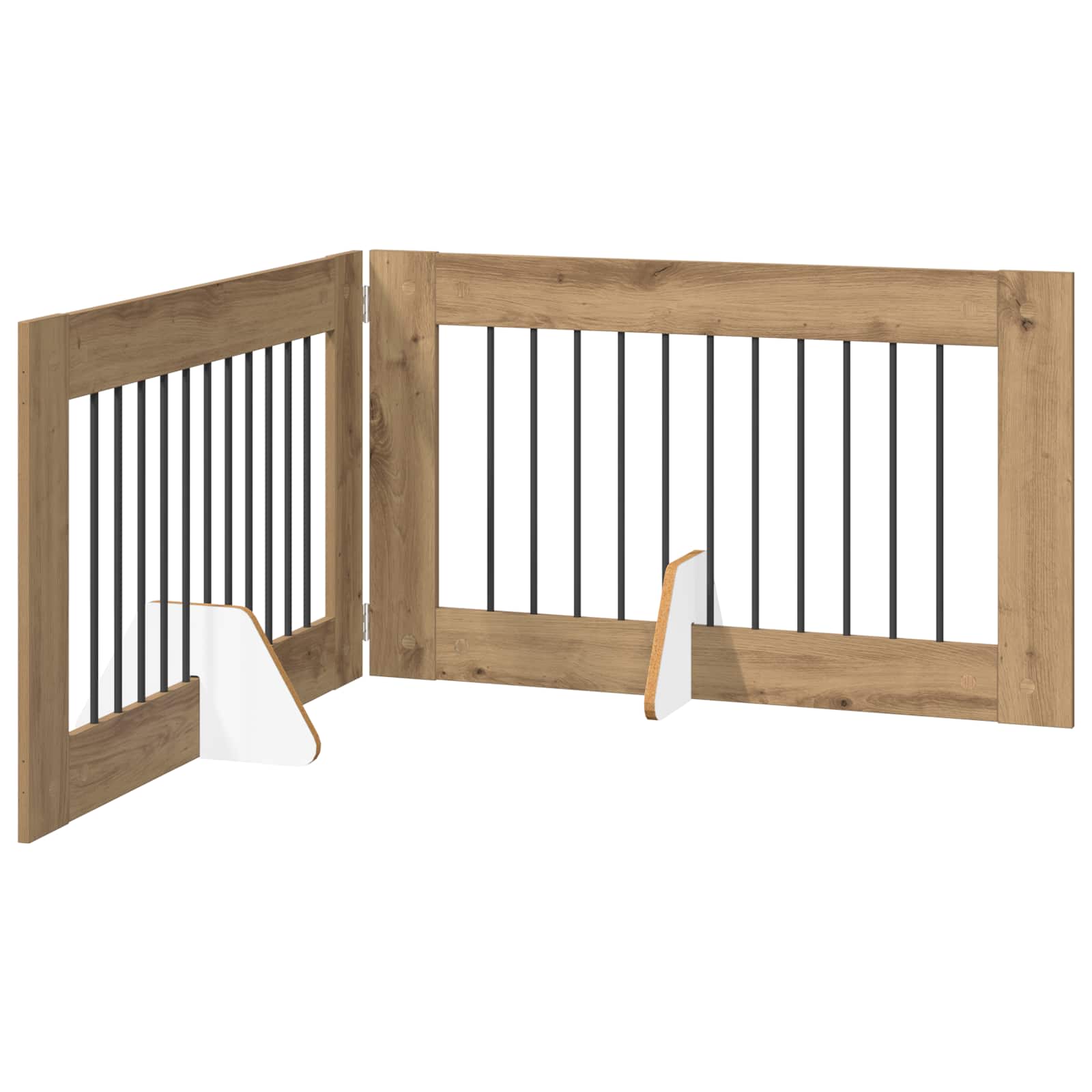 Opvouwbaar hondenhek met standaards 2 pcs Artisanaal eiken is nu te koop bij PeponiXL, paradijselijk wonen!