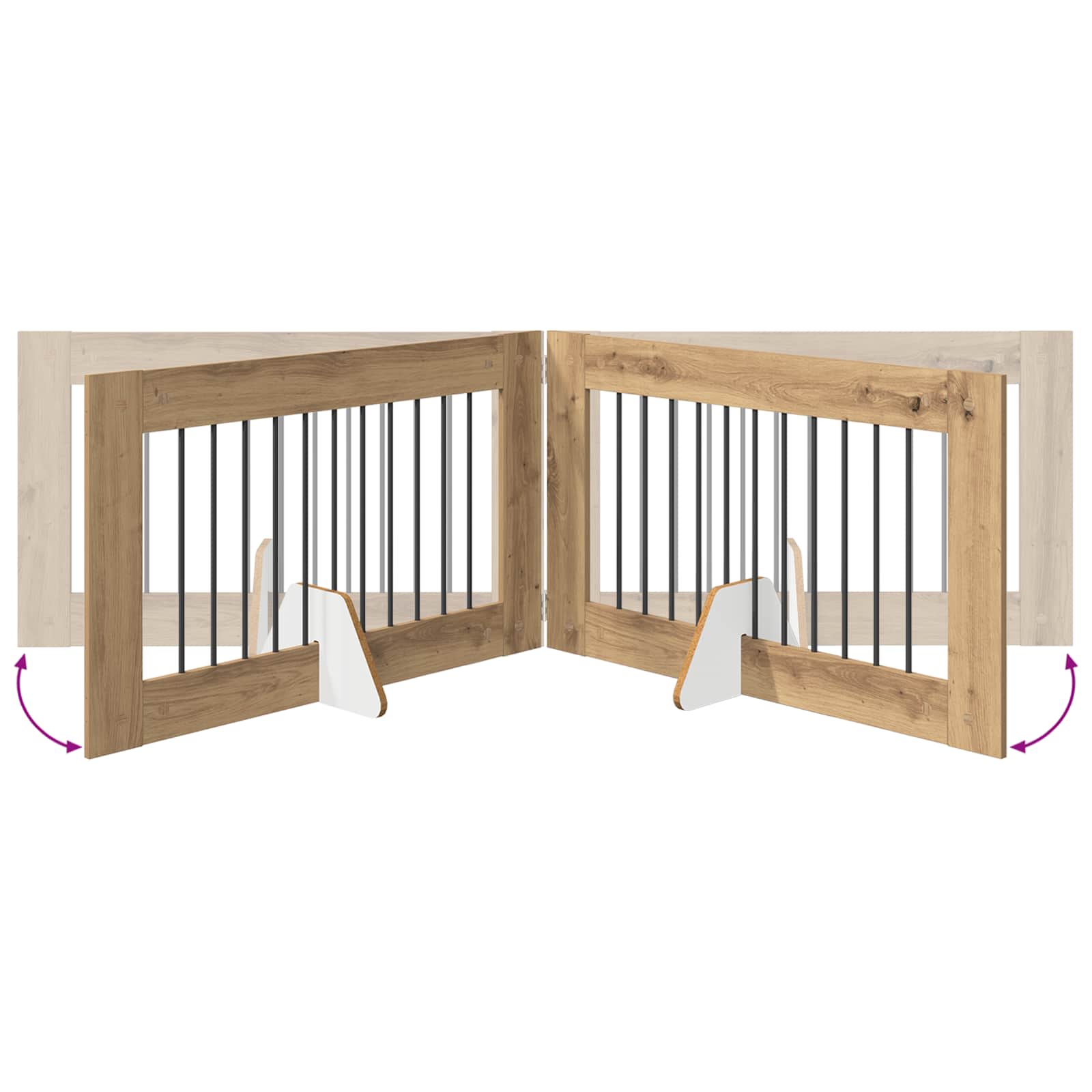 Opvouwbaar hondenhek met standaards 2 pcs Artisanaal eiken is nu te koop bij PeponiXL, paradijselijk wonen!