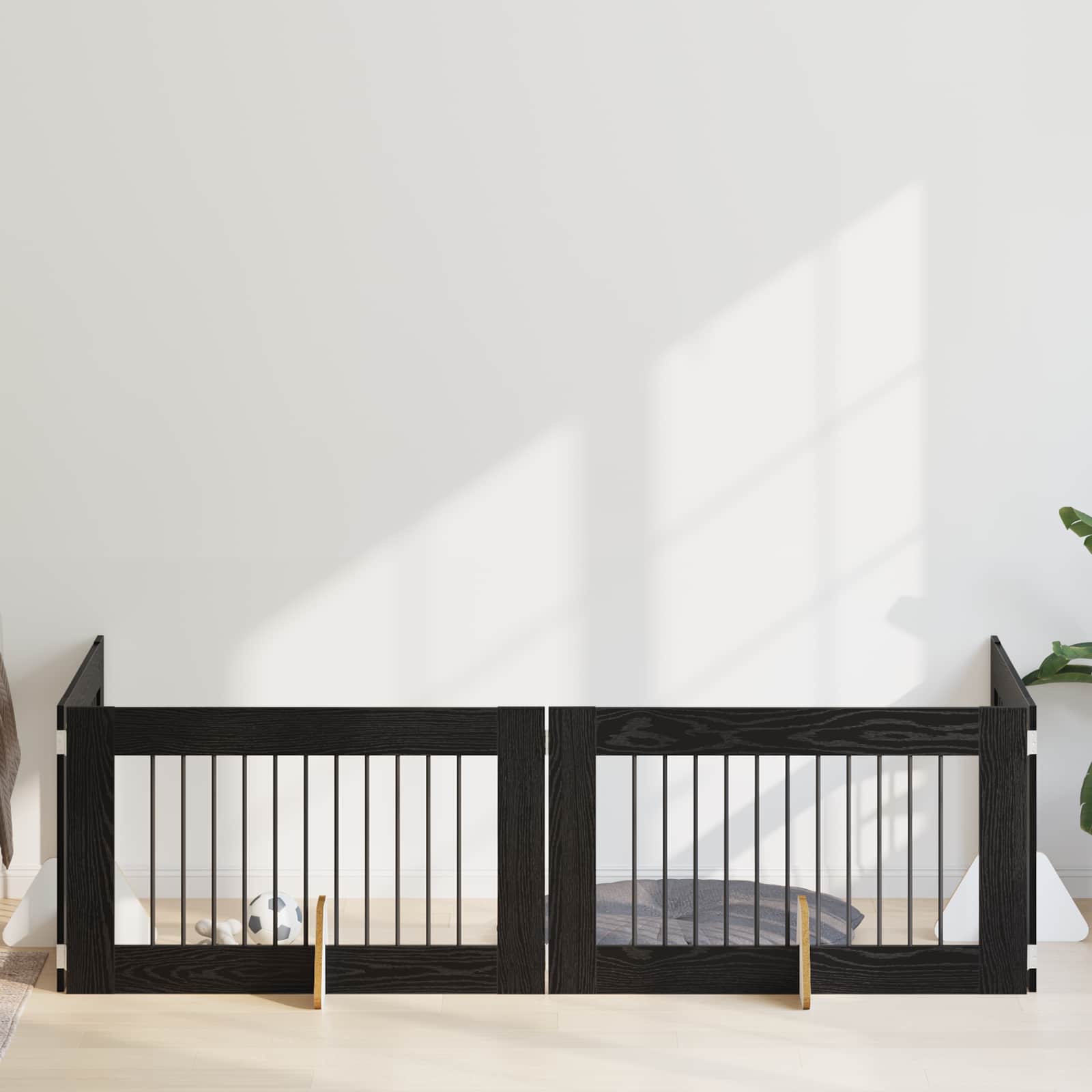 Hondenhekje met standaards 4 pcs Zwart eiken 100 x 60 cm is nu te koop bij PeponiXL, paradijselijk wonen!