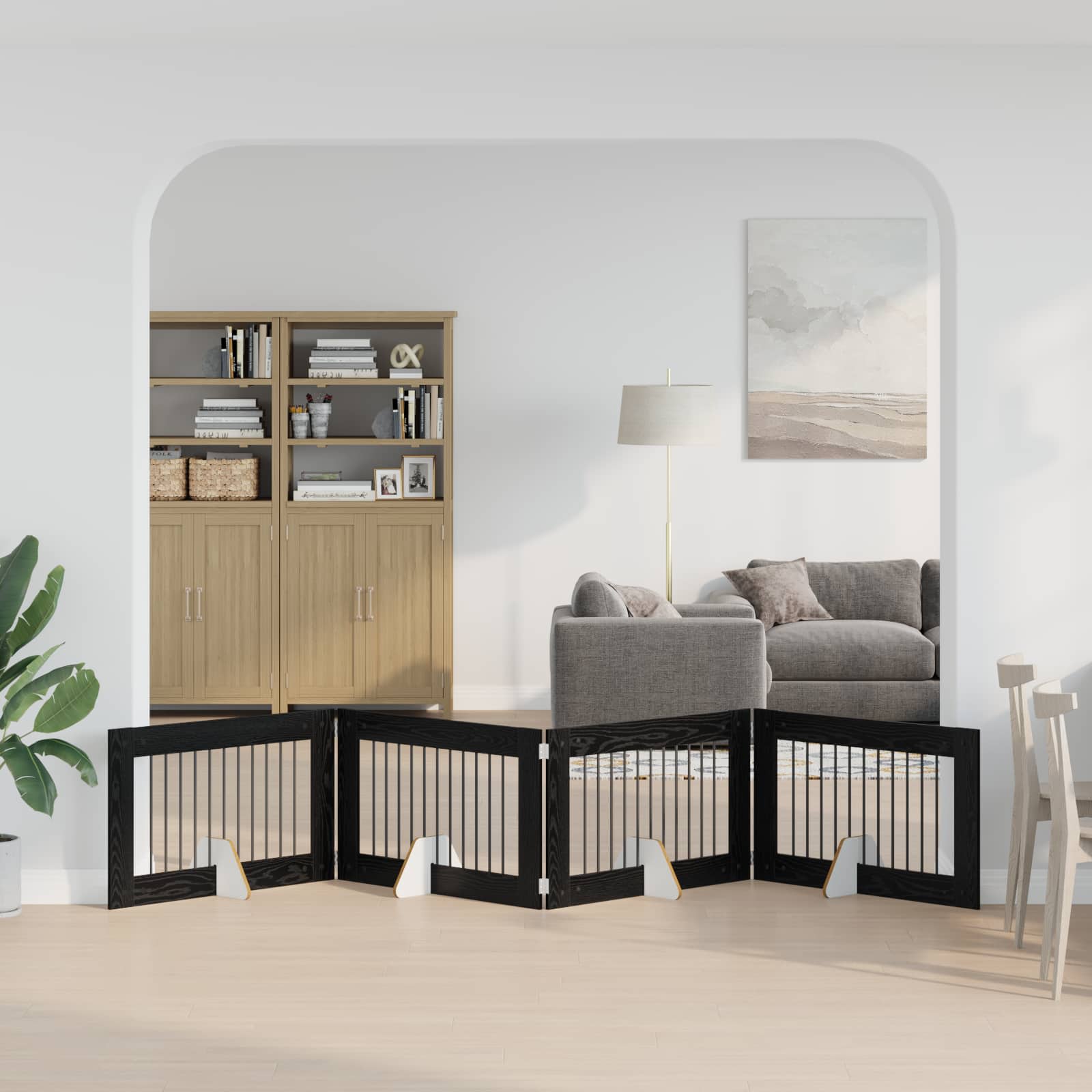 Hondenhekje met standaards 4 pcs Zwart eiken 100 x 60 cm is nu te koop bij PeponiXL, paradijselijk wonen!