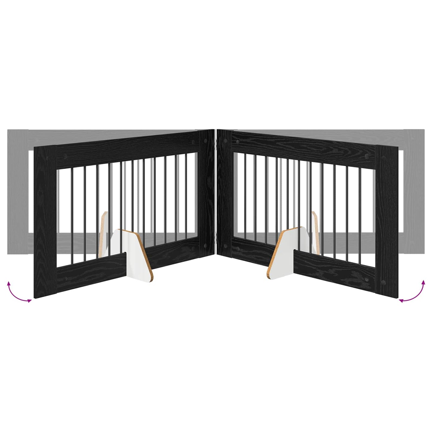 Hondenhekje met standaards 4 pcs Zwart eiken 100 x 60 cm is nu te koop bij PeponiXL, paradijselijk wonen!
