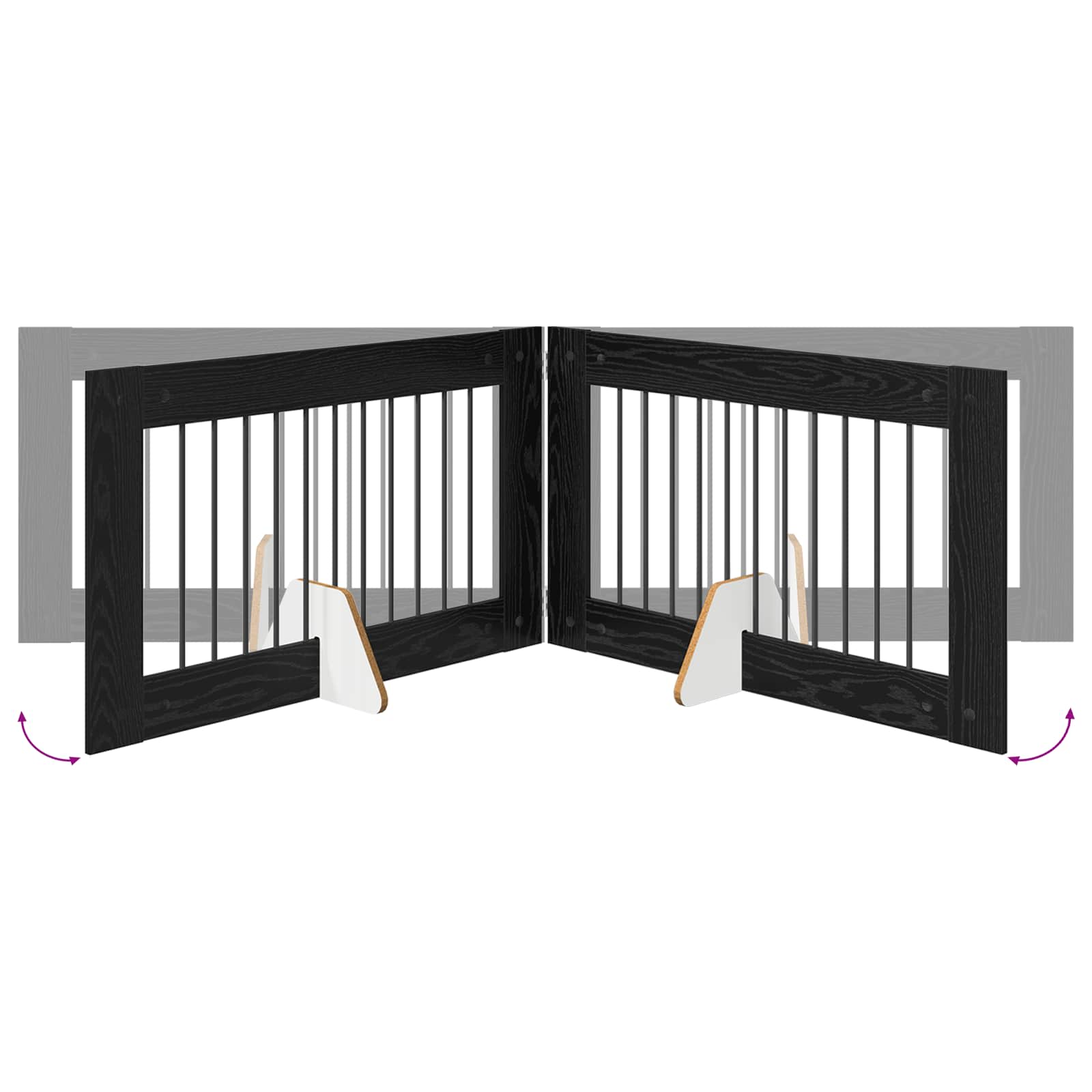 Hondenhekje met standaards 4 pcs Zwart eiken 100 x 60 cm is nu te koop bij PeponiXL, paradijselijk wonen!
