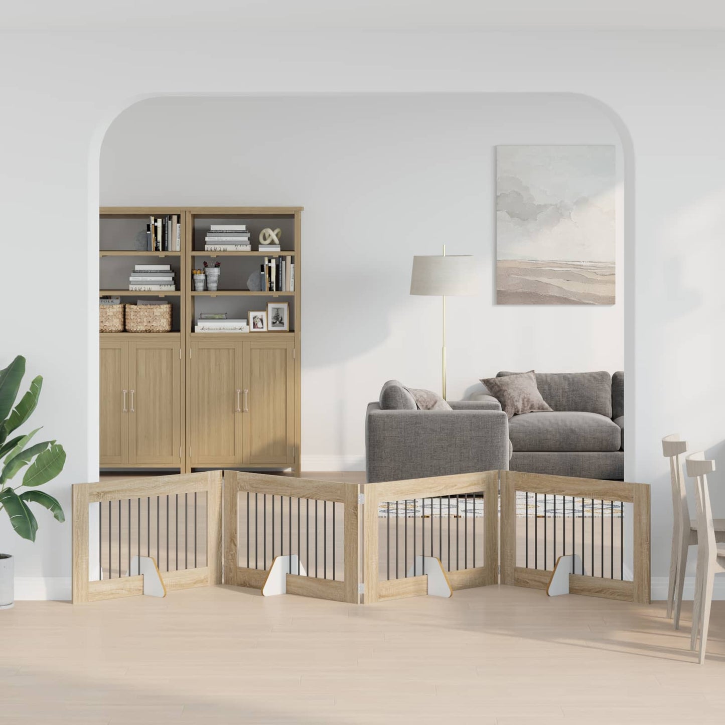 Opvouwbaar hondenhek met standaards 4 pcs Sonoma Eiken 401 cm is nu te koop bij PeponiXL, paradijselijk wonen!