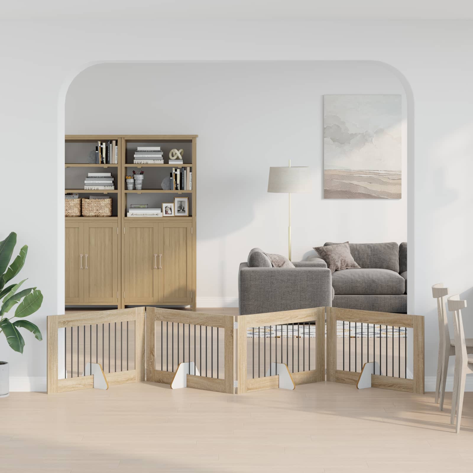 Opvouwbaar hondenhek met standaards 4 pcs Sonoma Eiken 401 cm is nu te koop bij PeponiXL, paradijselijk wonen!