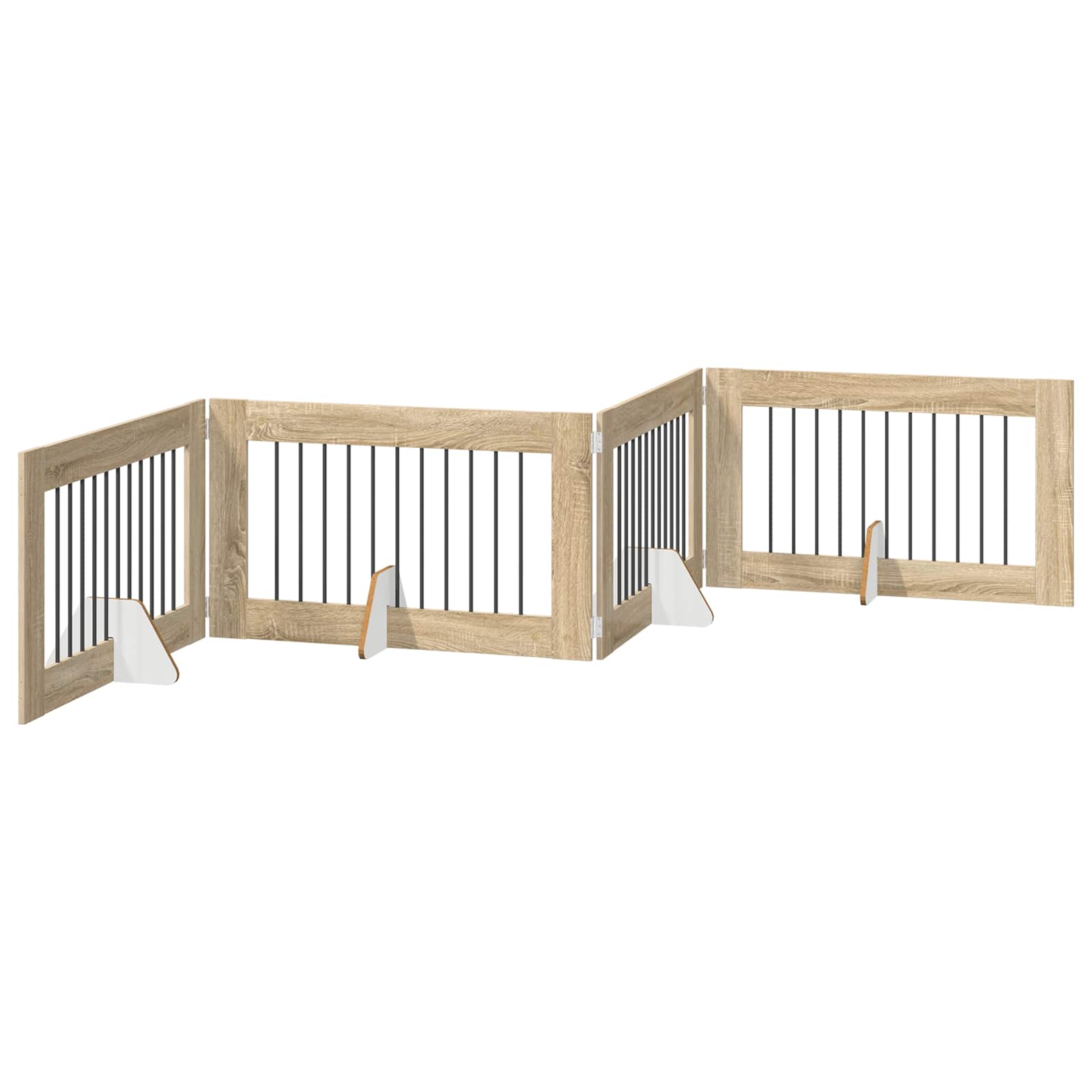Opvouwbaar hondenhek met standaards 4 pcs Sonoma Eiken 401 cm is nu te koop bij PeponiXL, paradijselijk wonen!