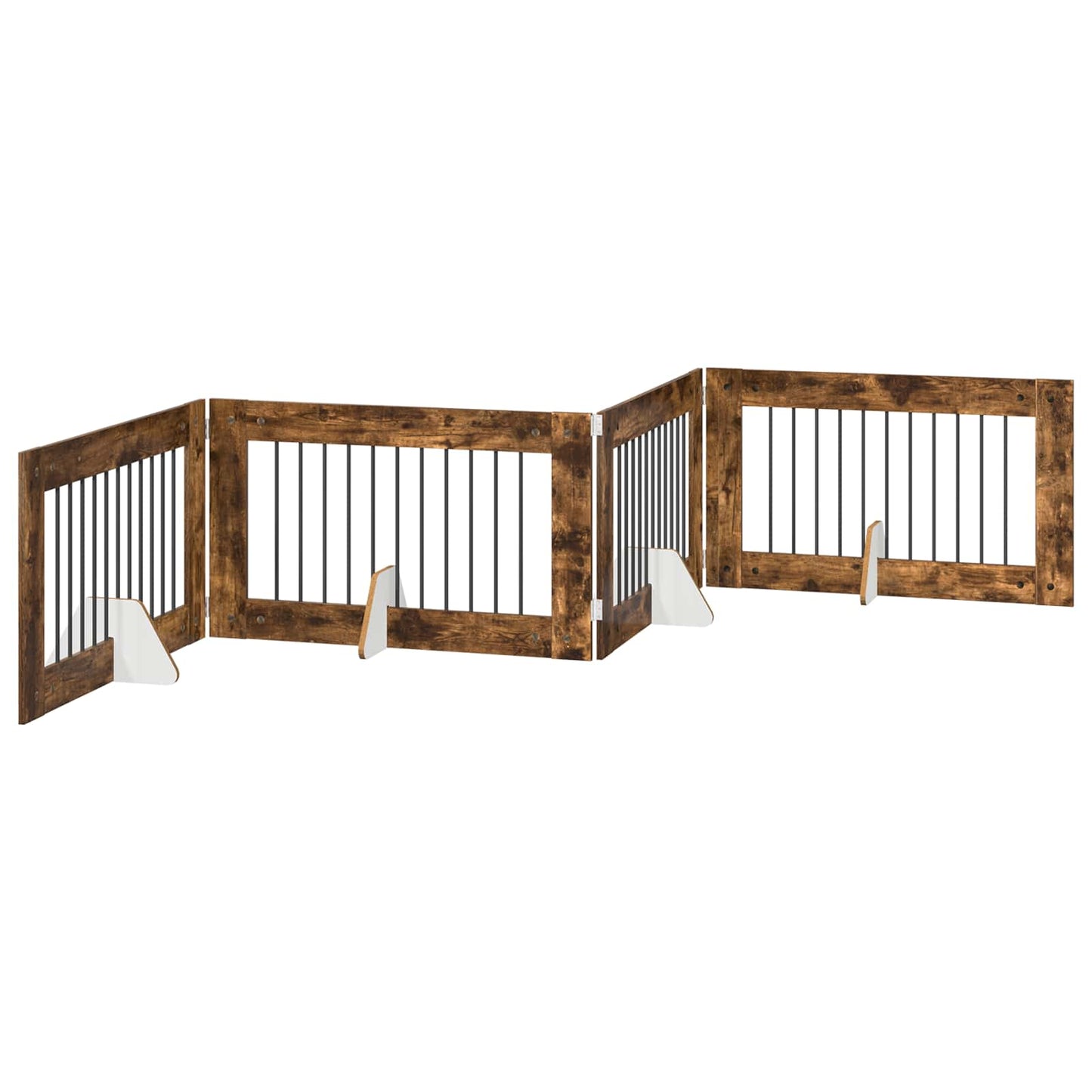 Hondenhekje met standaards 4 pcs Gerookt eiken 100 x 60 cm is nu te koop bij PeponiXL, paradijselijk wonen!