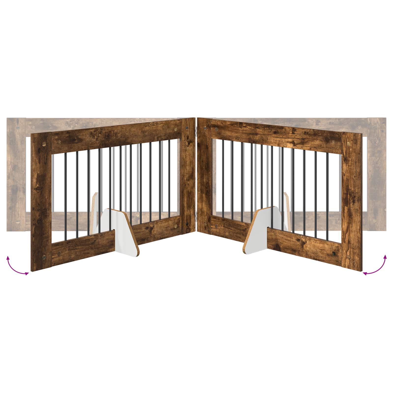 Hondenhekje met standaards 4 pcs Gerookt eiken 100 x 60 cm is nu te koop bij PeponiXL, paradijselijk wonen!