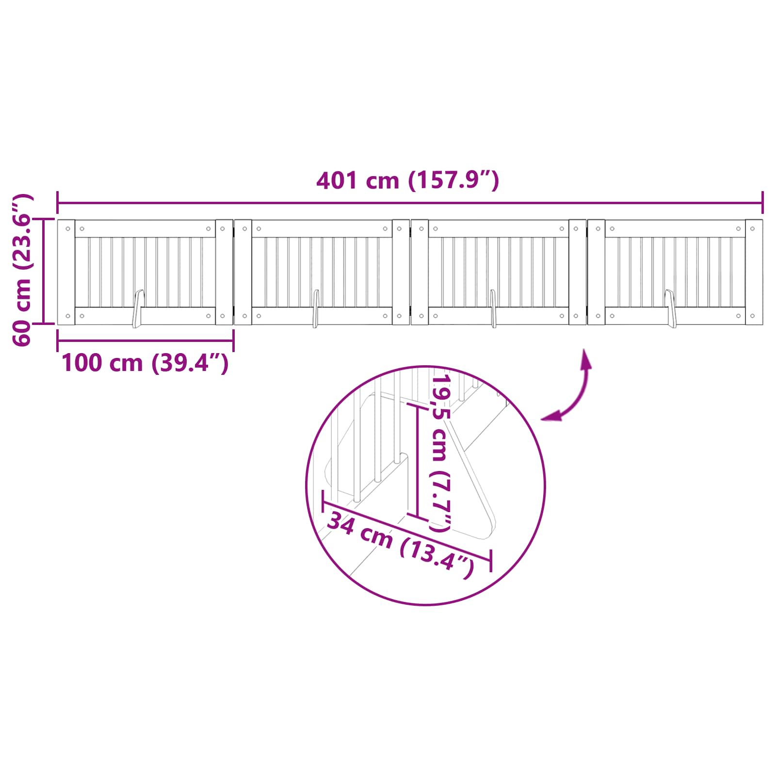 Hondenhekje met standaards 4 pcs Gerookt eiken 100 x 60 cm is nu te koop bij PeponiXL, paradijselijk wonen!