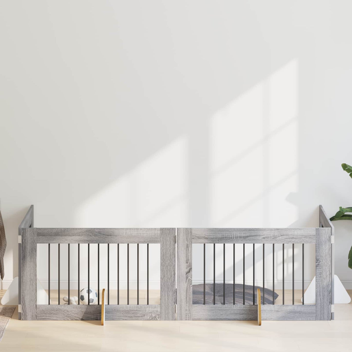 Hondenhekje met standaards 4 pcs Grijs sonoma 100 x 60 cm is nu te koop bij PeponiXL, paradijselijk wonen!