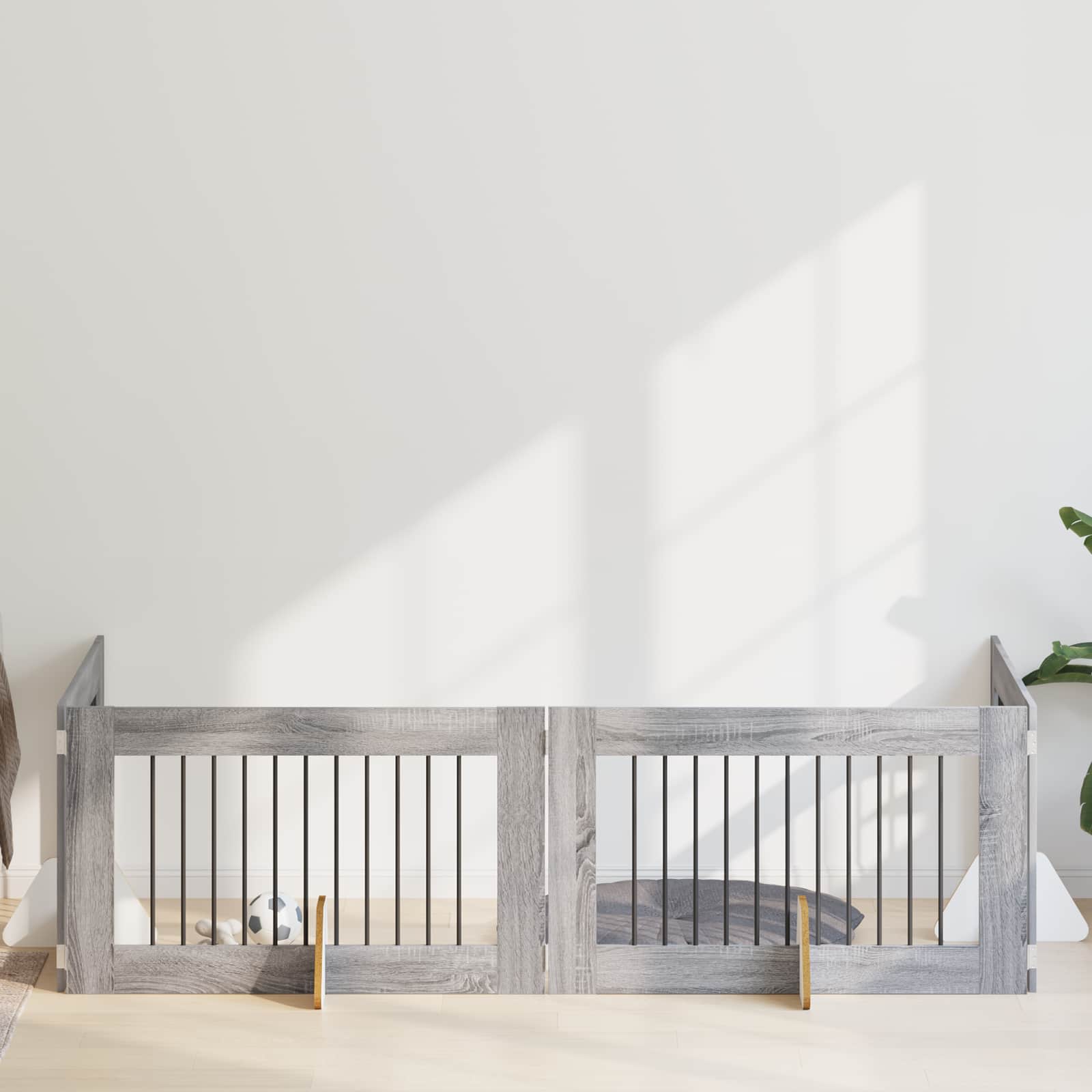 Hondenhekje met standaards 4 pcs Grijs sonoma 100 x 60 cm is nu te koop bij PeponiXL, paradijselijk wonen!