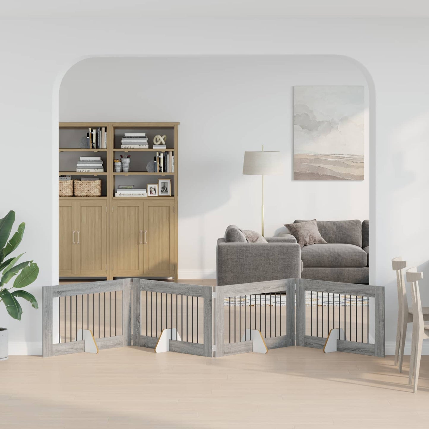 Hondenhekje met standaards 4 pcs Grijs sonoma 100 x 60 cm is nu te koop bij PeponiXL, paradijselijk wonen!