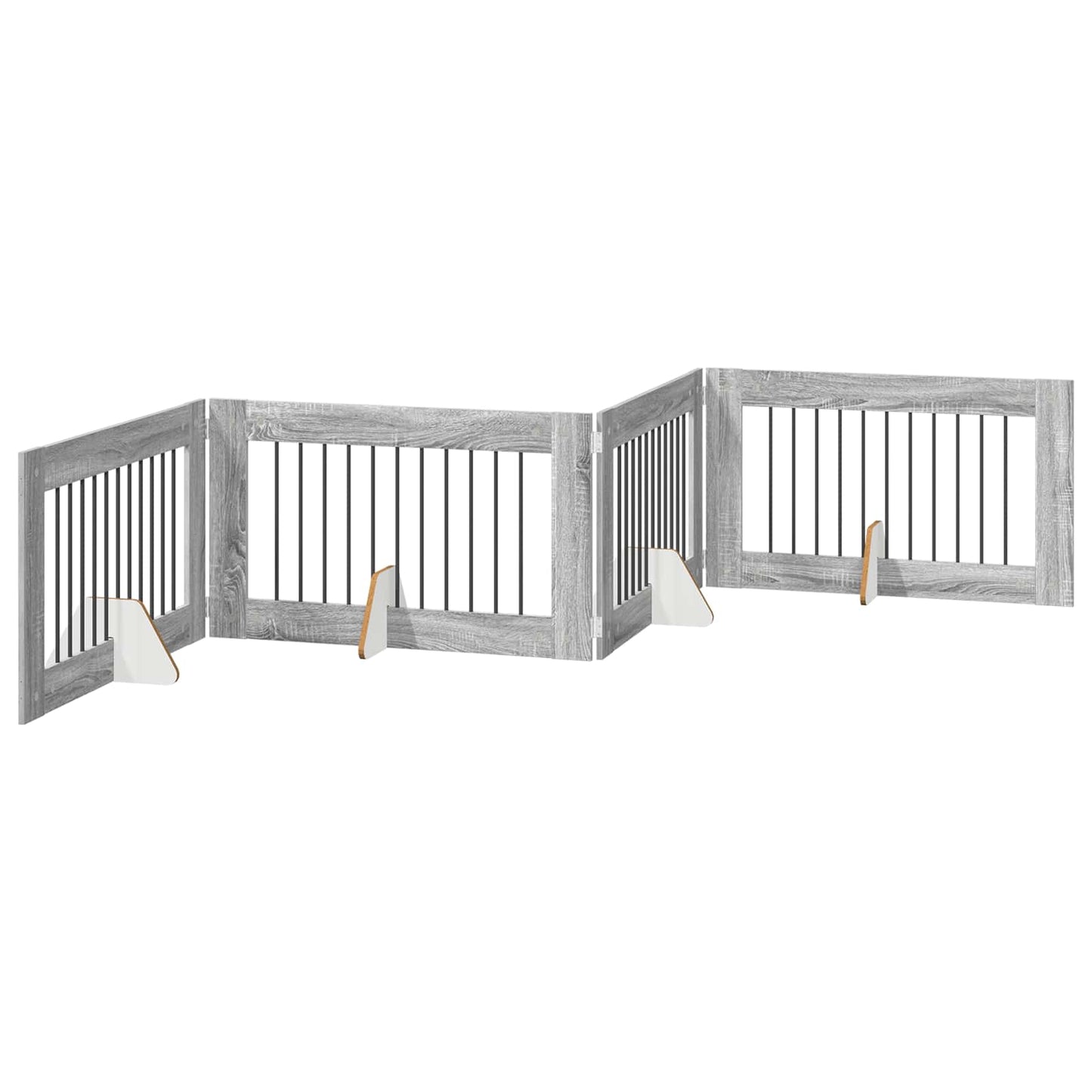 Hondenhekje met standaards 4 pcs Grijs sonoma 100 x 60 cm is nu te koop bij PeponiXL, paradijselijk wonen!