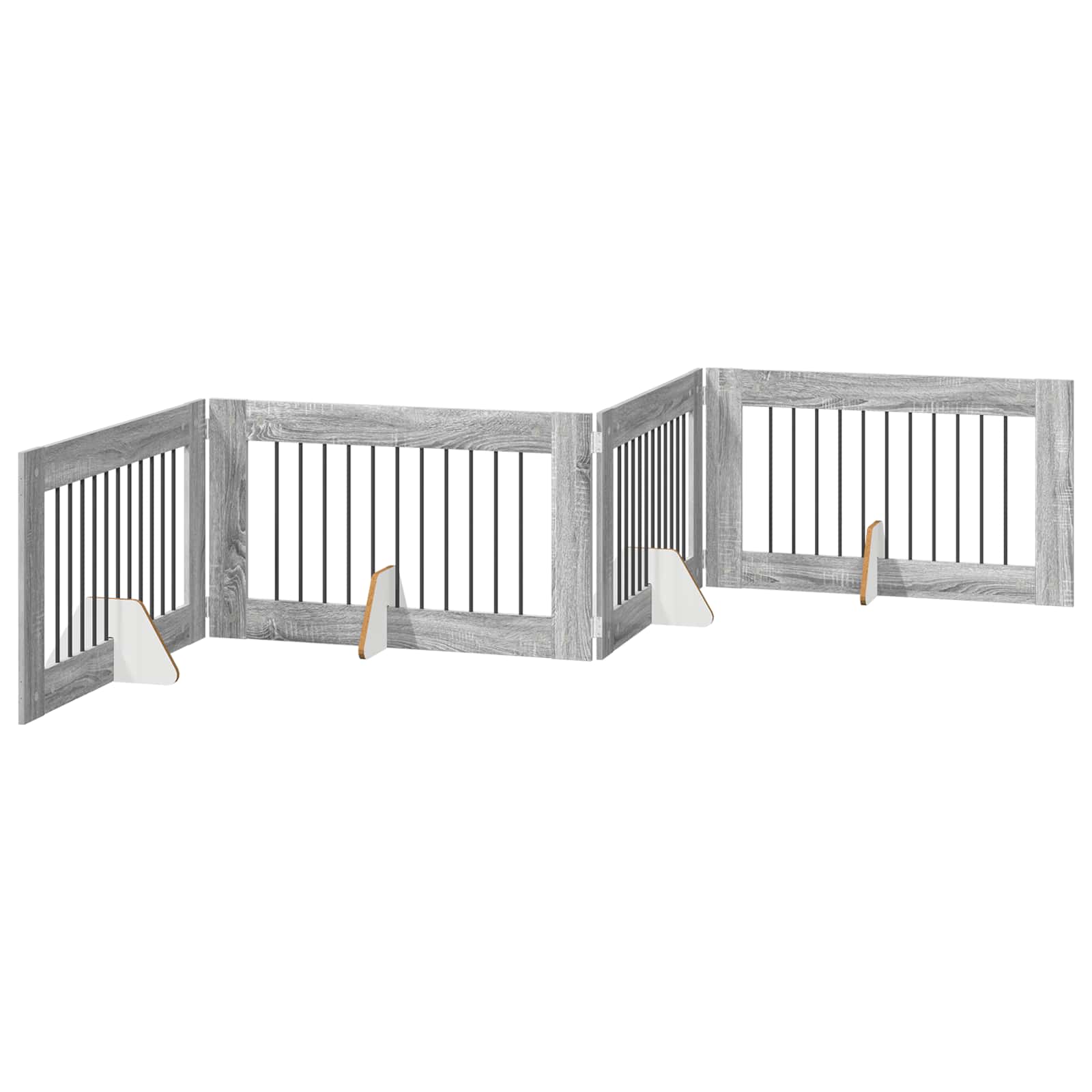 Hondenhekje met standaards 4 pcs Grijs sonoma 100 x 60 cm is nu te koop bij PeponiXL, paradijselijk wonen!
