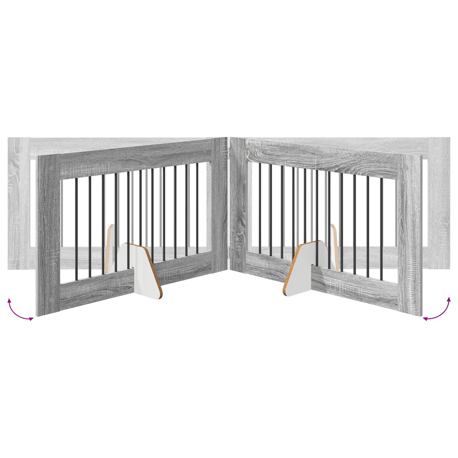 Hondenhekje met standaards 4 pcs Grijs sonoma 100 x 60 cm is nu te koop bij PeponiXL, paradijselijk wonen!