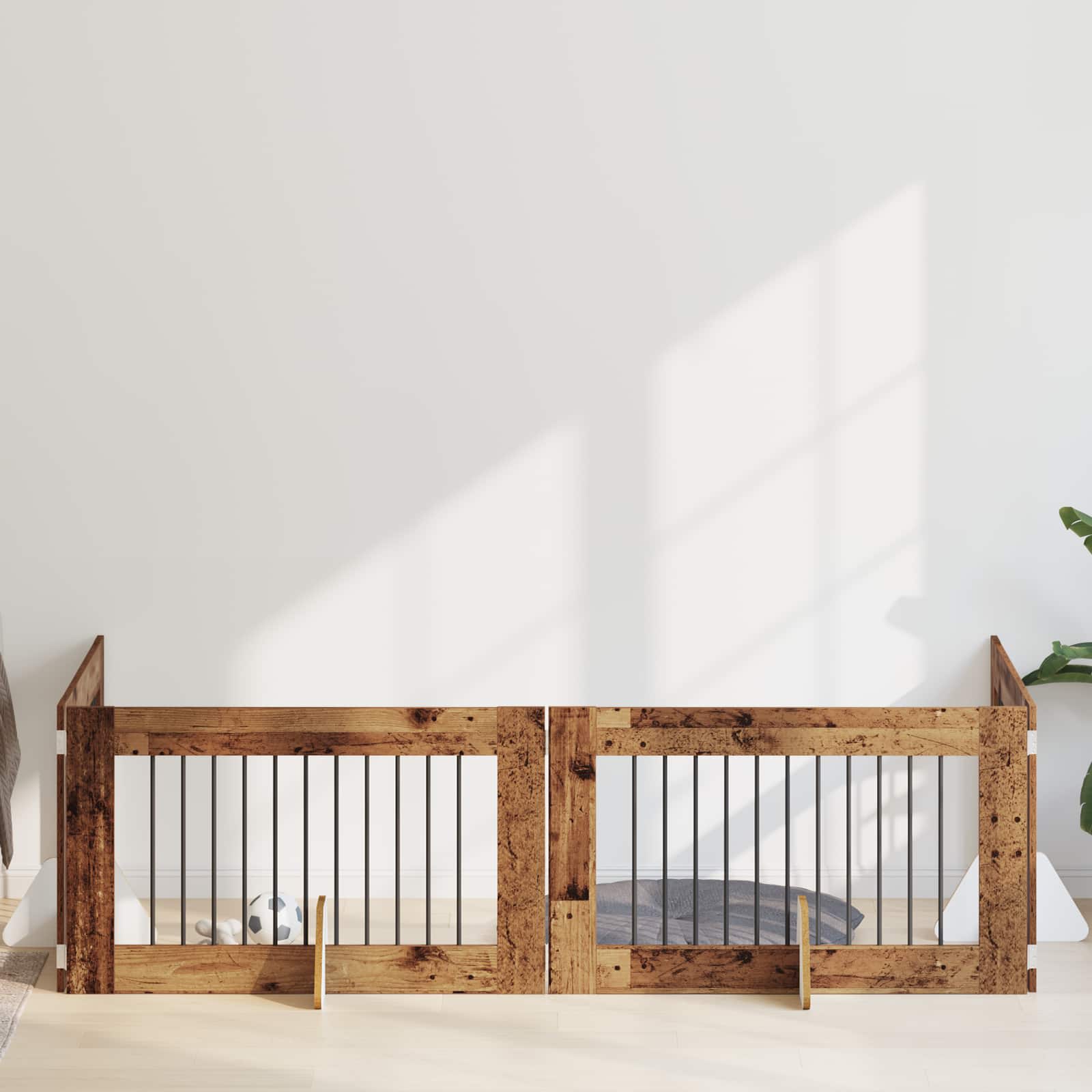 Hondenhekje met standaards 4 pcs Oud hout 100 x 60 cm is nu te koop bij PeponiXL, paradijselijk wonen!