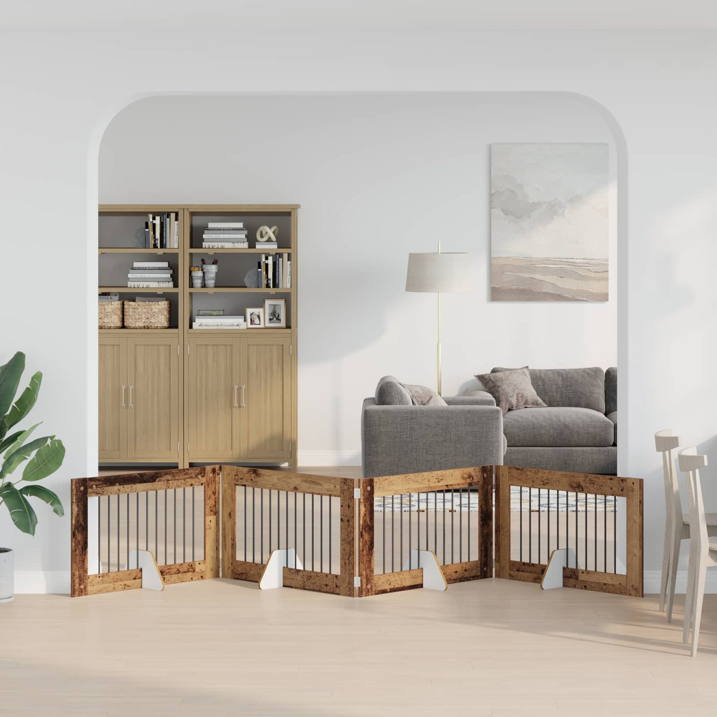 Hondenhekje met standaards 4 pcs Oud hout 100 x 60 cm is nu te koop bij PeponiXL, paradijselijk wonen!