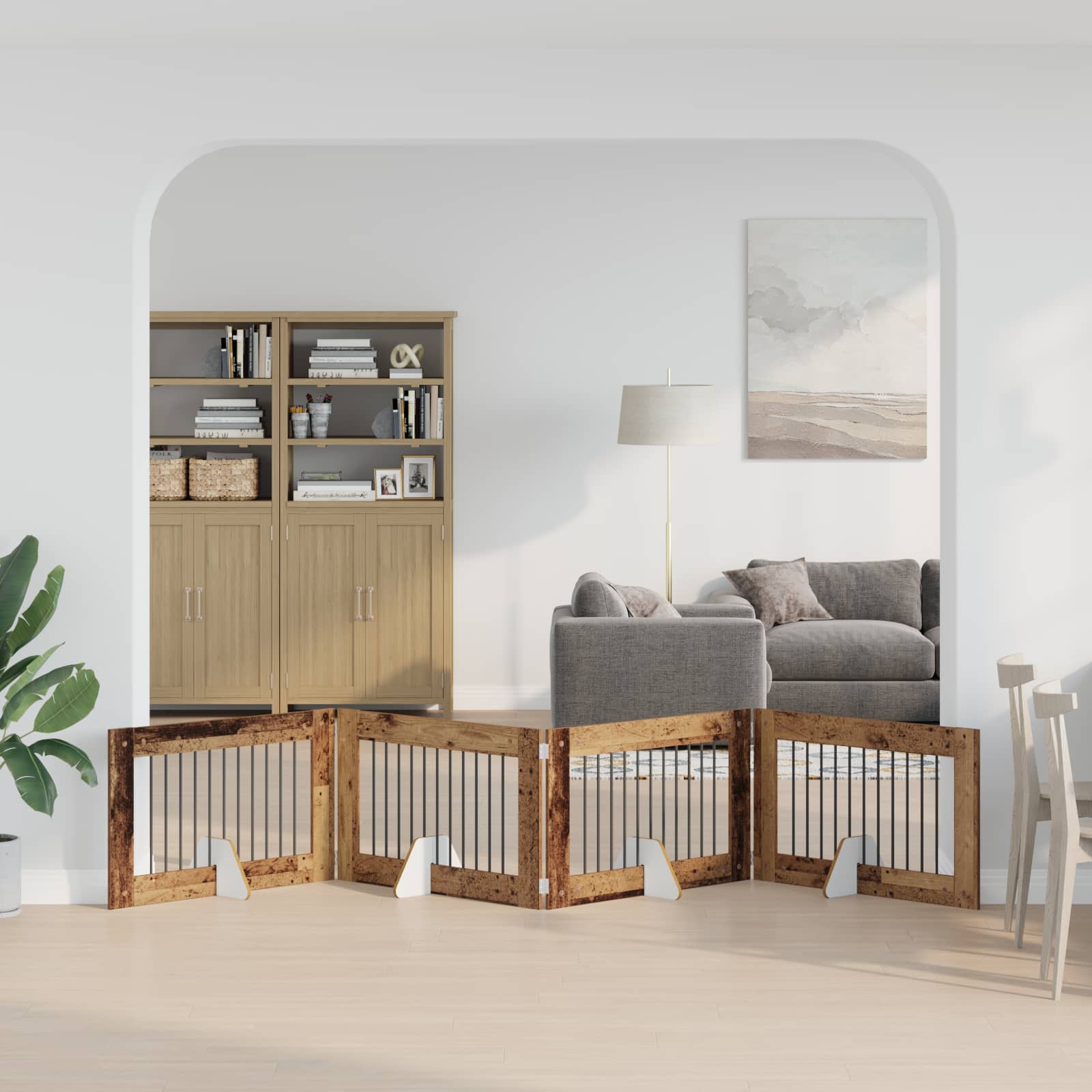 Hondenhekje met standaards 4 pcs Oud hout 100 x 60 cm is nu te koop bij PeponiXL, paradijselijk wonen!