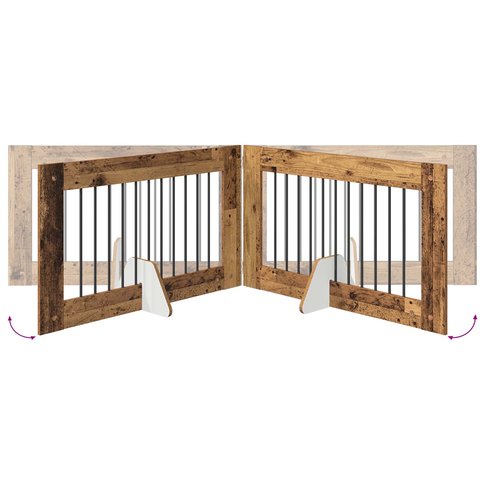Hondenhekje met standaards 4 pcs Oud hout 100 x 60 cm is nu te koop bij PeponiXL, paradijselijk wonen!