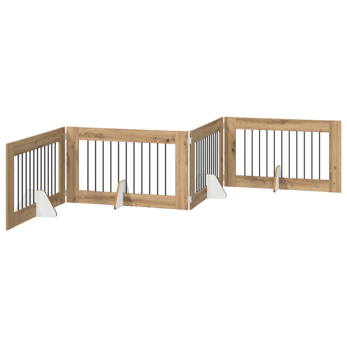 Opvouwbaar hondenhek met standaards 4 pcs Artisanaal eiken is nu te koop bij PeponiXL, paradijselijk wonen!