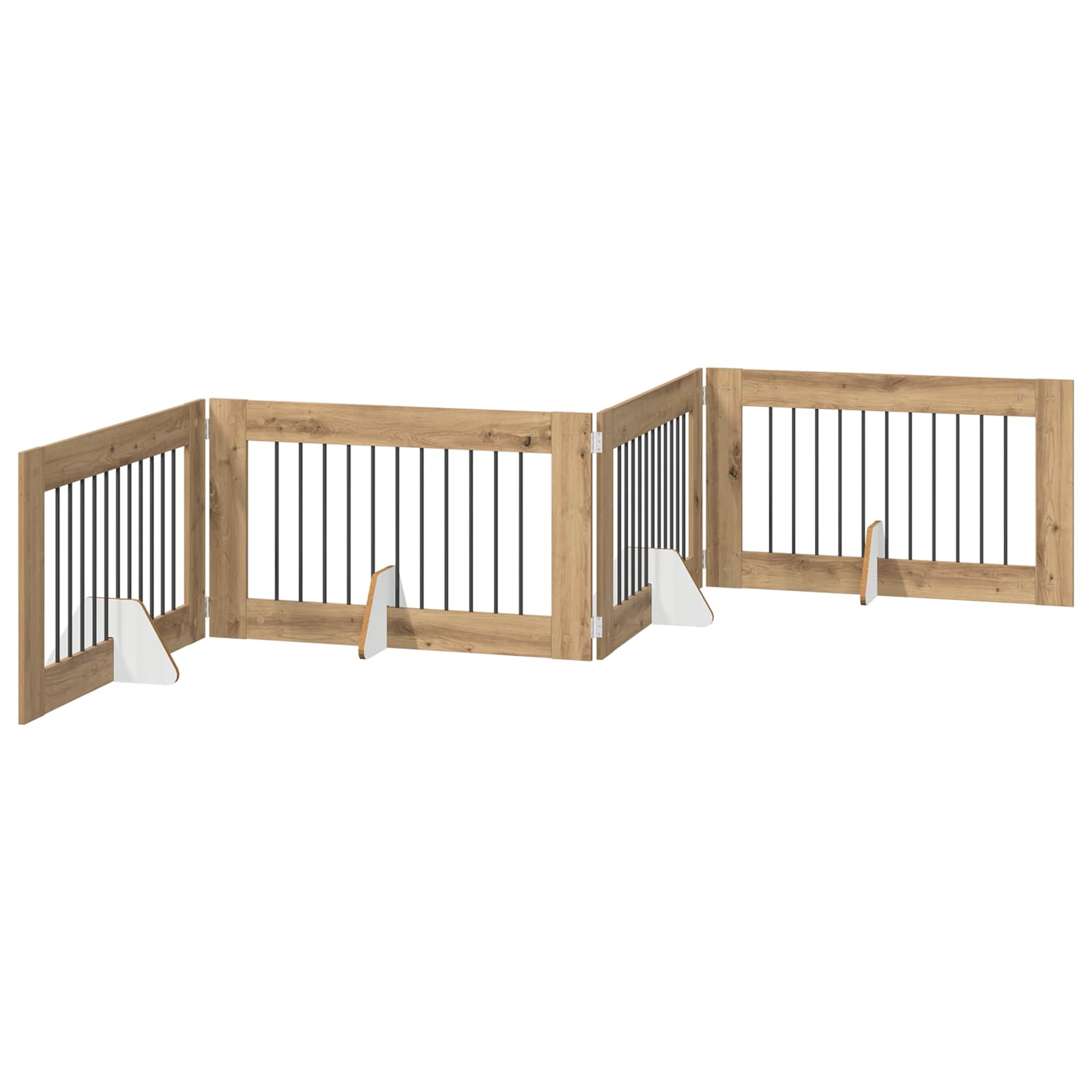 Opvouwbaar hondenhek met standaards 4 pcs Artisanaal eiken is nu te koop bij PeponiXL, paradijselijk wonen!