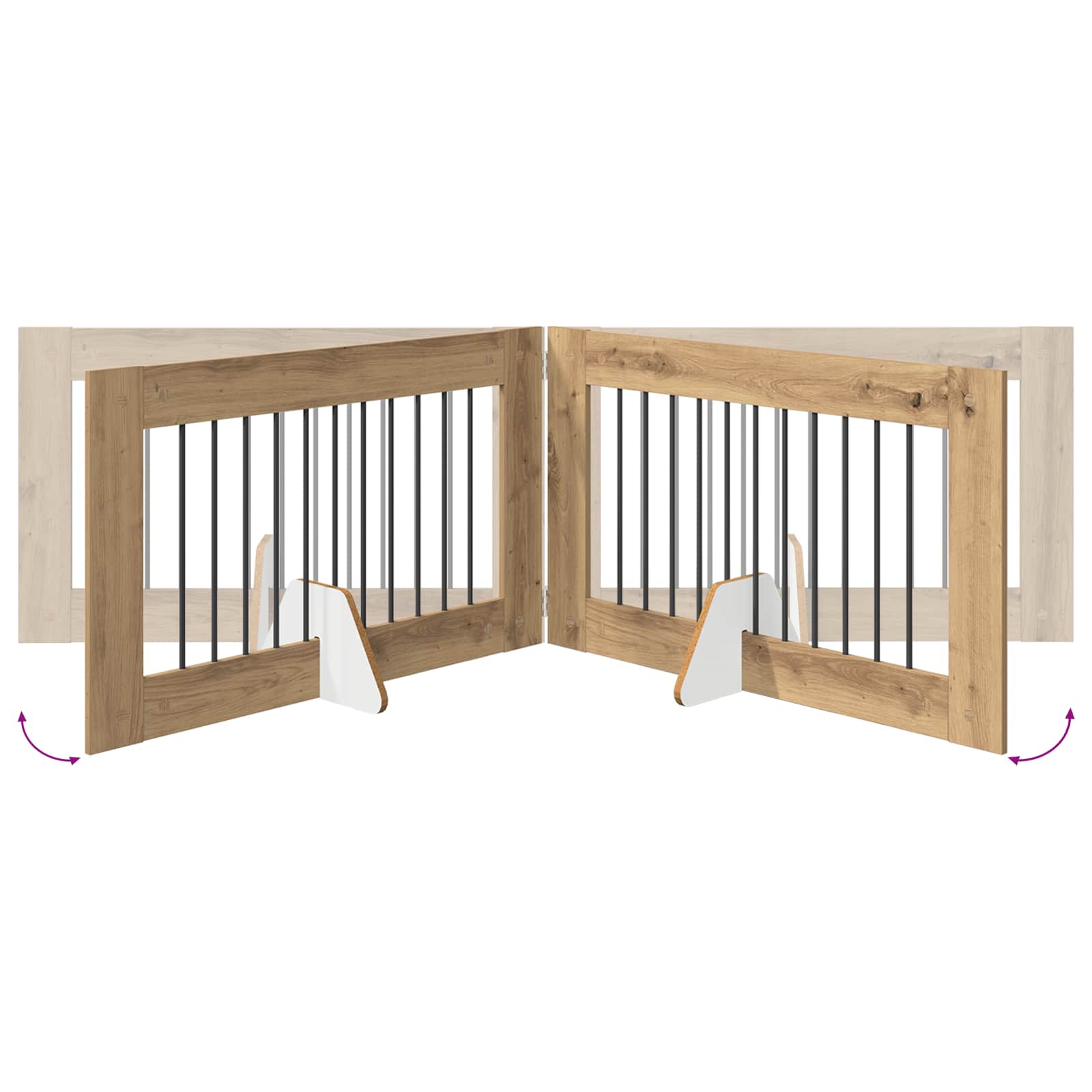 Opvouwbaar hondenhek met standaards 4 pcs Artisanaal eiken is nu te koop bij PeponiXL, paradijselijk wonen!