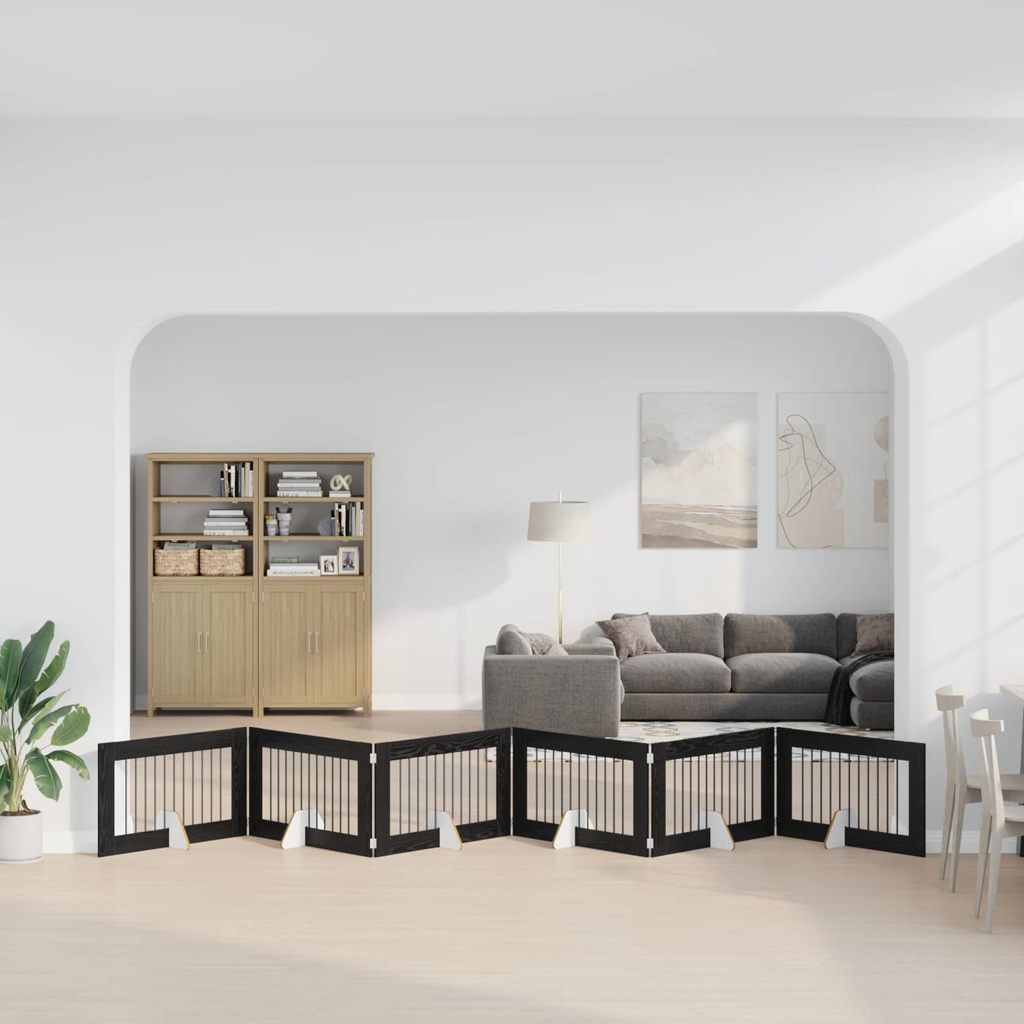 Hondenhekje met standaards 6 pcs Zwart eiken 100 x 60 cm is nu te koop bij PeponiXL, paradijselijk wonen!