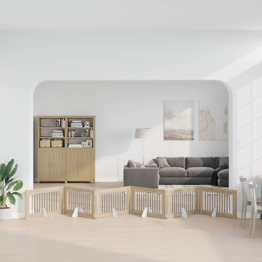Opvouwbaar hondenhek met standaards 6 pcs Sonoma Eiken 602 cm is nu te koop bij PeponiXL, paradijselijk wonen!