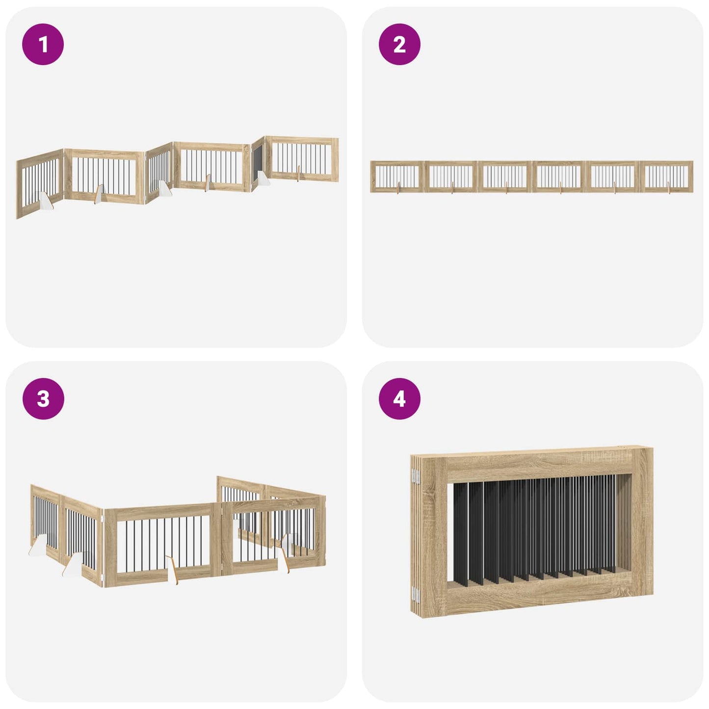 Opvouwbaar hondenhek met standaards 6 pcs Sonoma Eiken 602 cm is nu te koop bij PeponiXL, paradijselijk wonen!