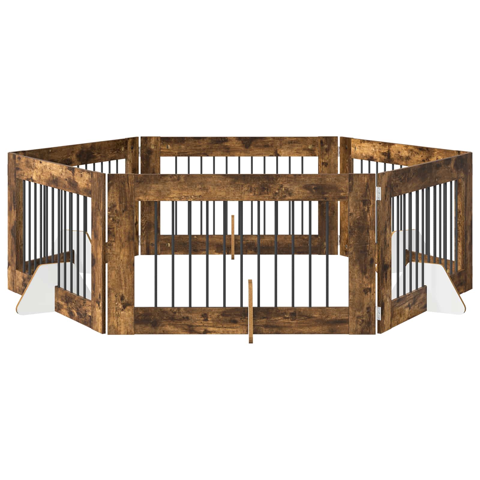 Hondenhekje met standaards 6 pcs Gerookt eiken 100 x 60 cm is nu te koop bij PeponiXL, paradijselijk wonen!