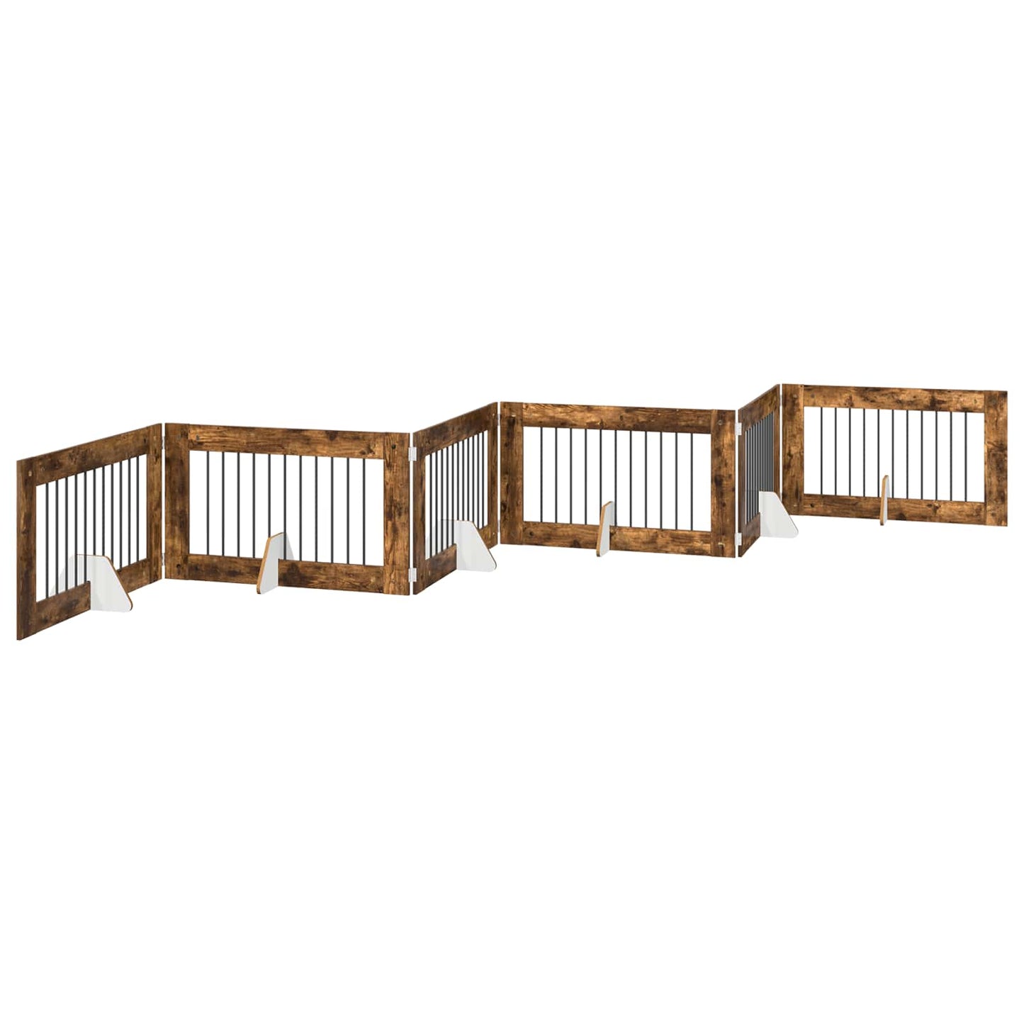 Hondenhekje met standaards 6 pcs Gerookt eiken 100 x 60 cm is nu te koop bij PeponiXL, paradijselijk wonen!