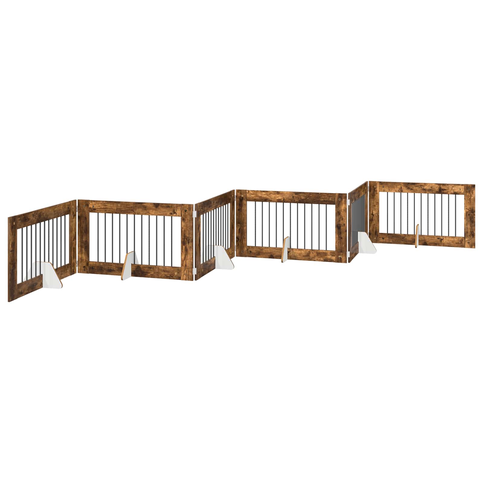 Hondenhekje met standaards 6 pcs Gerookt eiken 100 x 60 cm is nu te koop bij PeponiXL, paradijselijk wonen!
