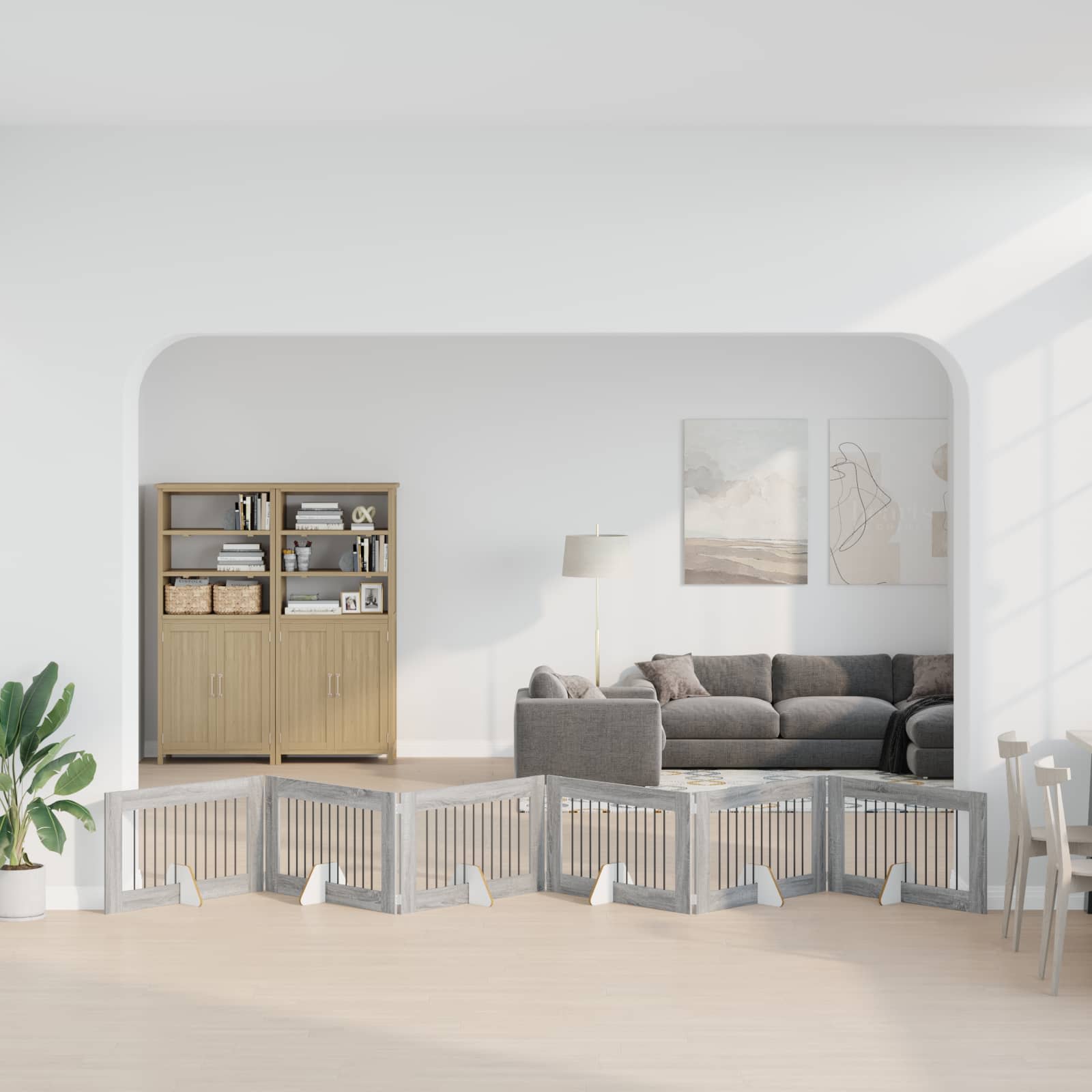 Hondenhekje met standaards 6 pcs Grijs sonoma 100 x 60 cm is nu te koop bij PeponiXL, paradijselijk wonen!