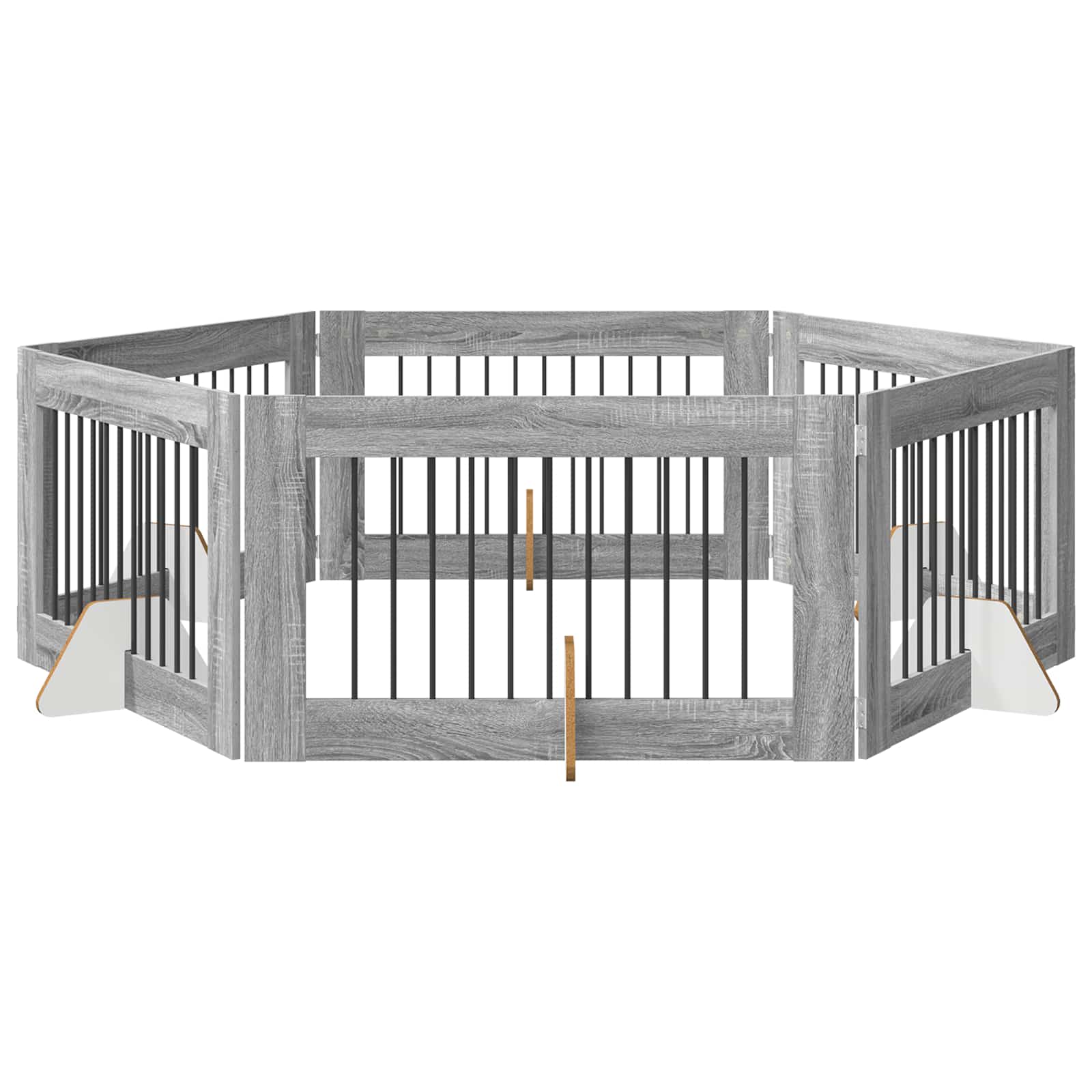 Hondenhekje met standaards 6 pcs Grijs sonoma 100 x 60 cm is nu te koop bij PeponiXL, paradijselijk wonen!